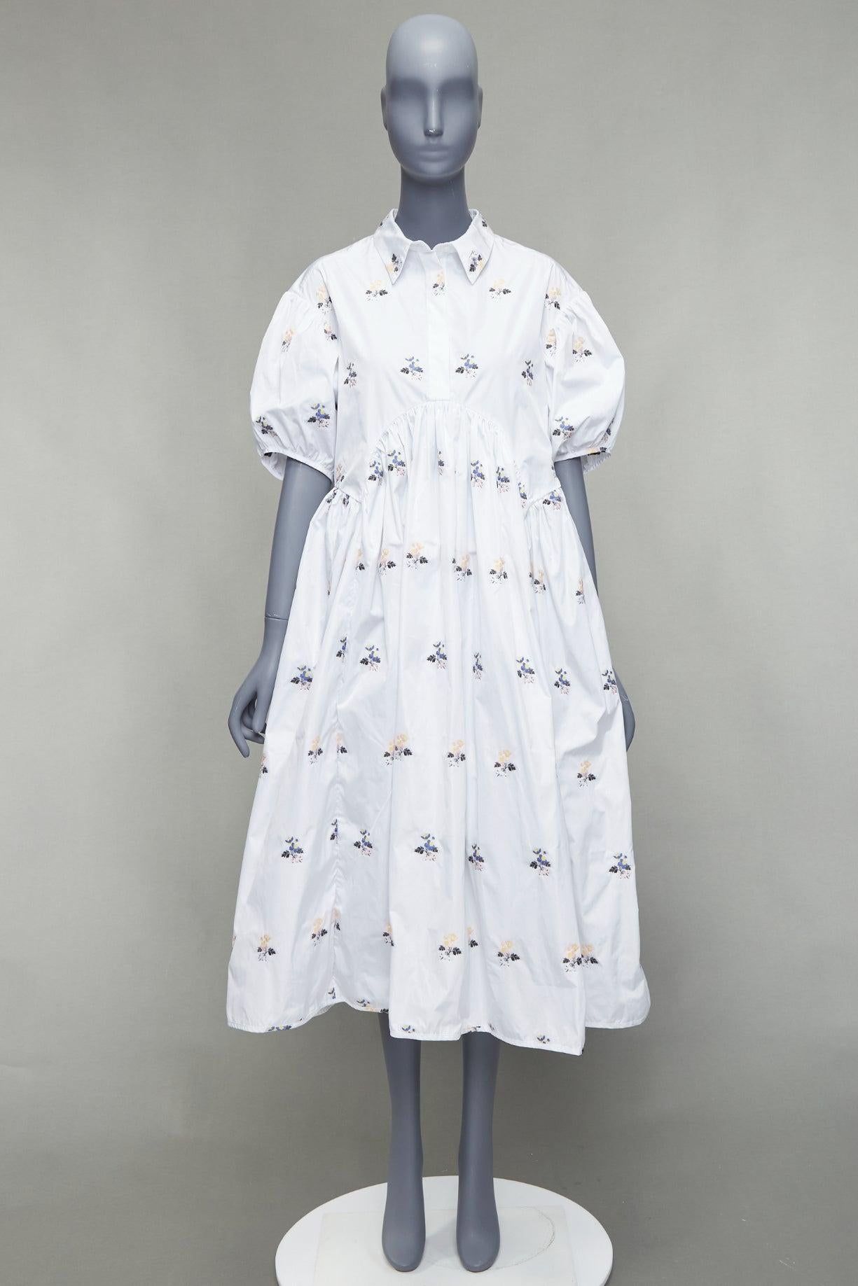 CECILIE BAHNSEN Mikko Hawthorn floral jacquard white voluminous dress UK12 L 4
