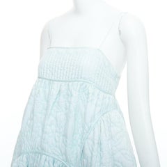 CECILIE BAHNSEN pastellfarbenes mintblaues Babydoll-Kleid mit Überwendlichstickerei UK6 XS