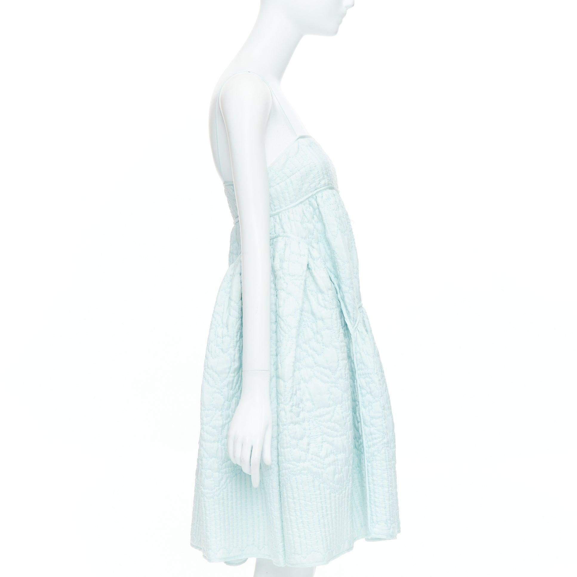 CECILIE BAHNSEN pastellfarbenes mintblaues Babydoll-Kleid mit Überwendlichstickerei UK6 XS im Zustand „Hervorragend“ in Hong Kong, NT