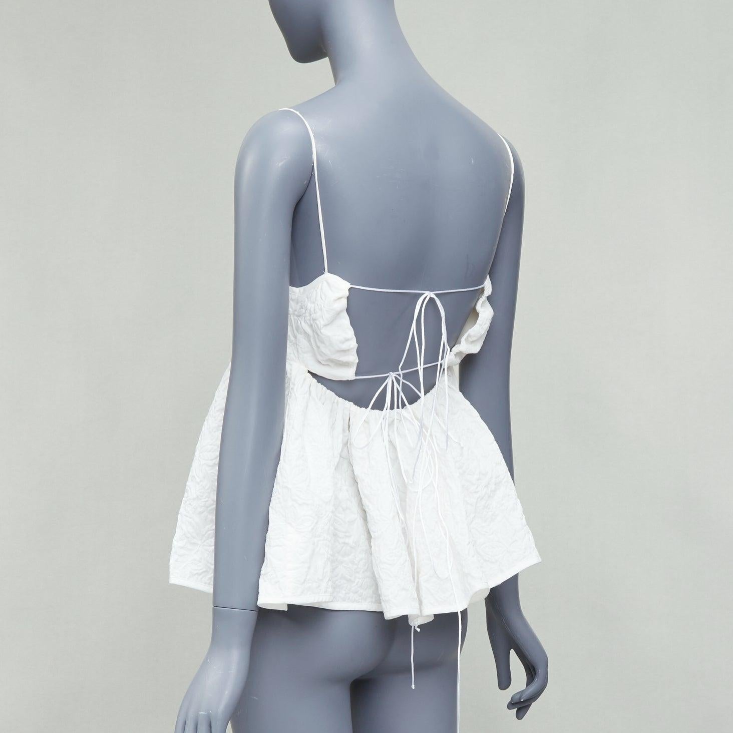 Women's CECILIE BAHNSEN Sunni white cloque cotton babydoll top UK10 M For Sale