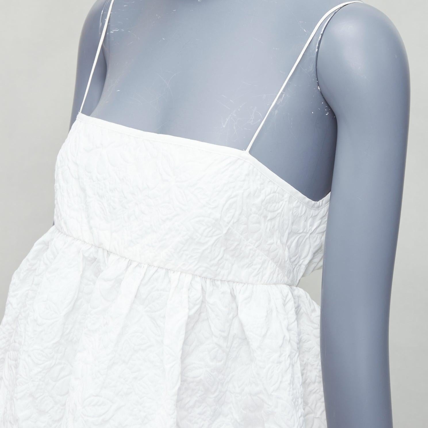 CECILIE BAHNSEN Sunni white cloque cotton babydoll top UK10 M For Sale 2