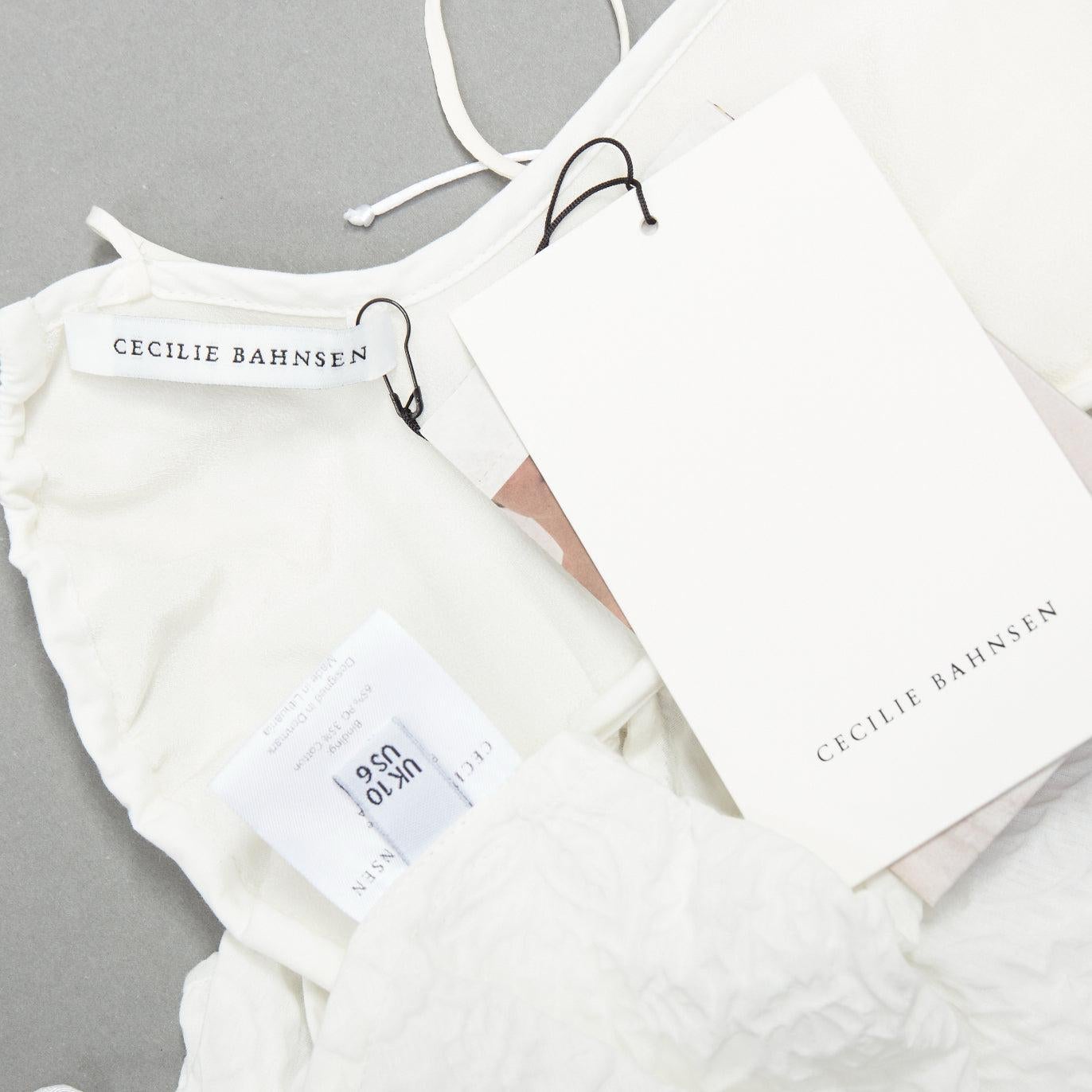 CECILIE BAHNSEN Sunni white cloque cotton babydoll top UK10 M For Sale 3