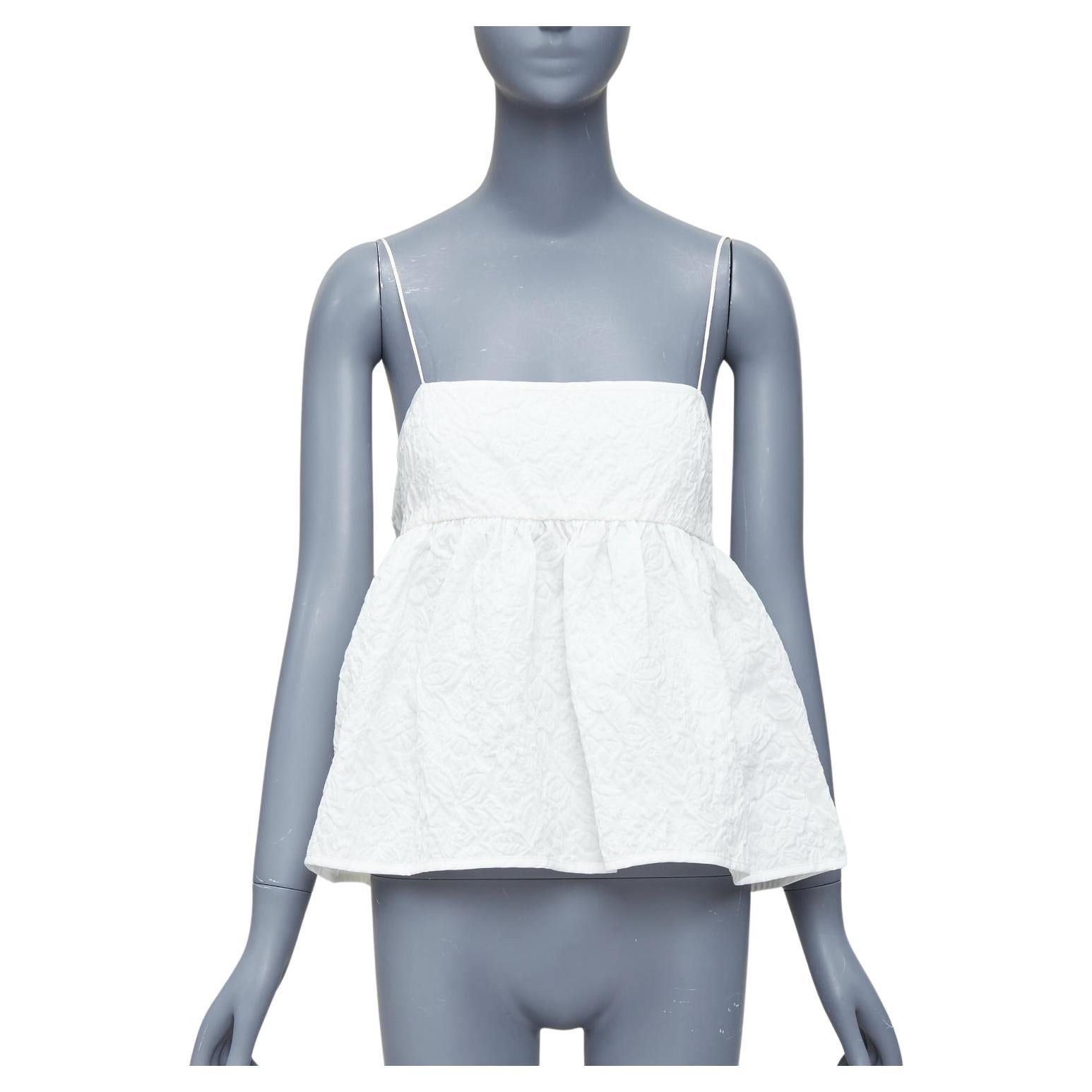 CECILIE BAHNSEN Sunni white cloque cotton babydoll top UK10 M For Sale