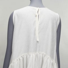 CECILIE BAHNSEN white silk blend jacquard sleeveless babydoll midi dress UK6 XS