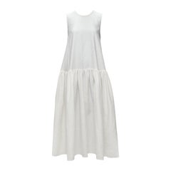 CECILIE BAHNSEN white silk blend jacquard sleeveless babydoll midi dress UK6 XS