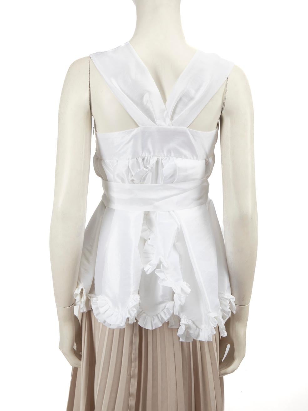 Gray Cecilie Bahnsen White Square Neck Ruffled Top Size S For Sale
