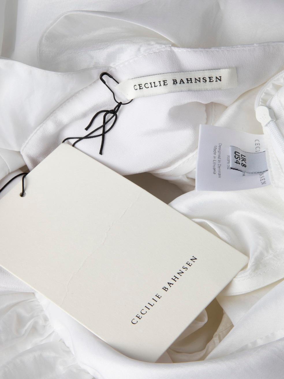 Cecilie Bahnsen White Square Neck Ruffled Top Size S For Sale 2