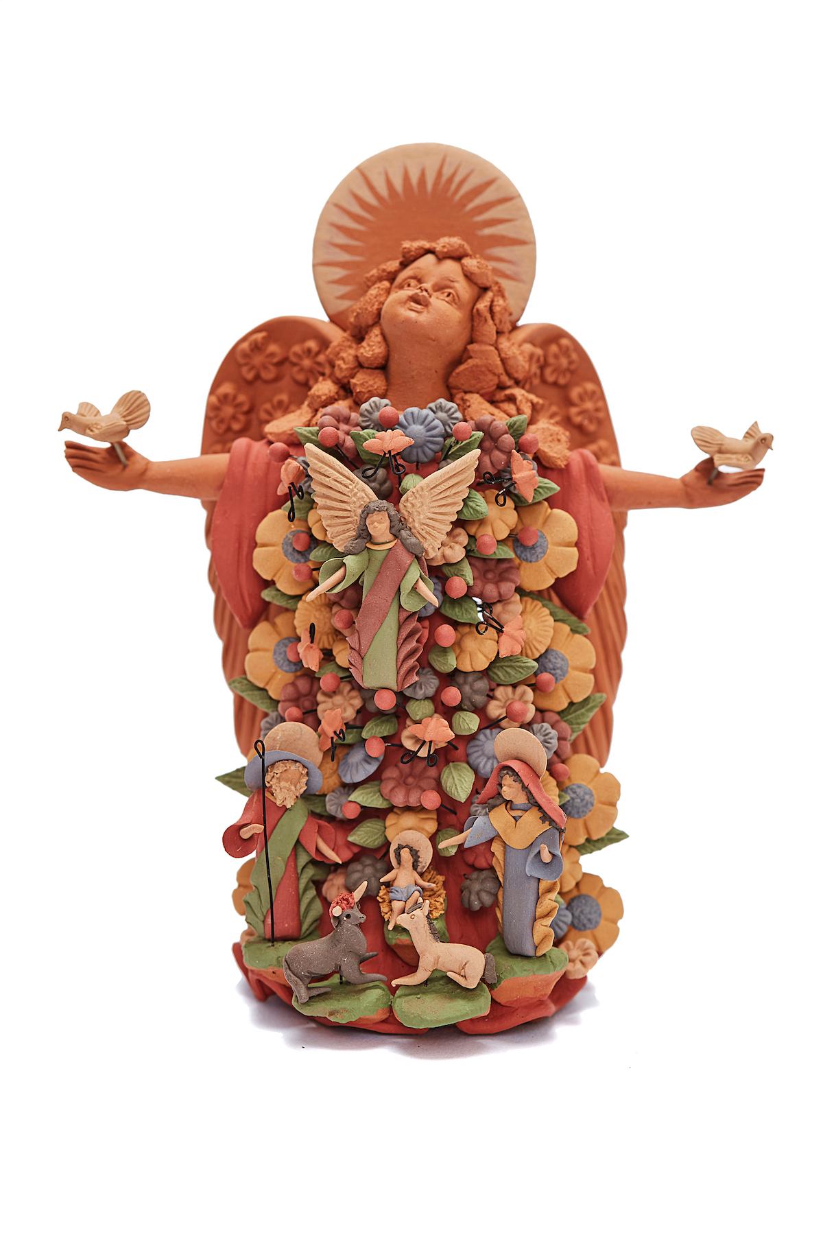 Cecilio Sanchez Fierro Figurative Sculpture - Angel Místico - Mistic Angel  / Ceramics Mexican Folk Art Clay