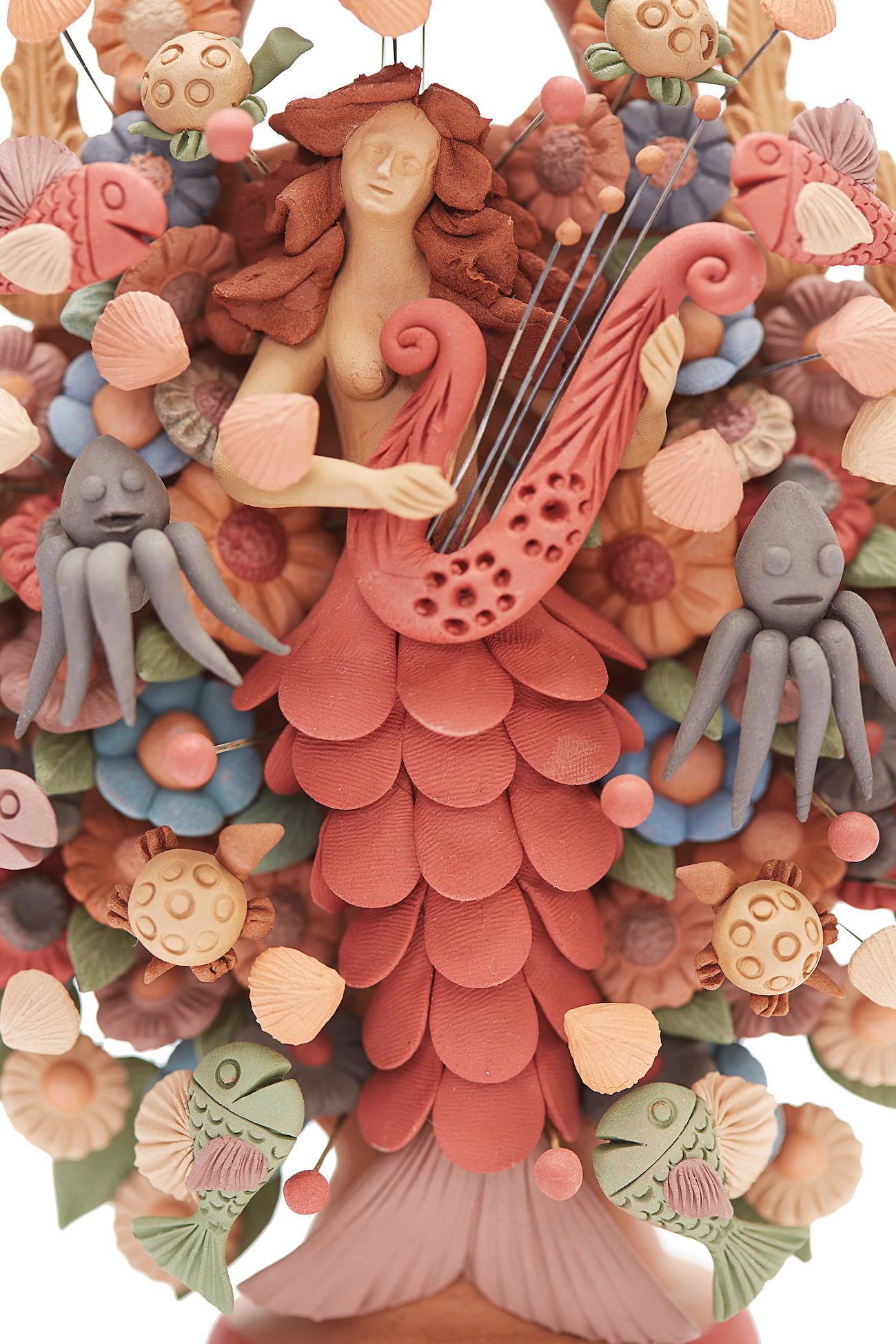 Arbol Sirena - Marmaid Tree / Ceramics Mexican Folk Art Clay For Sale 3