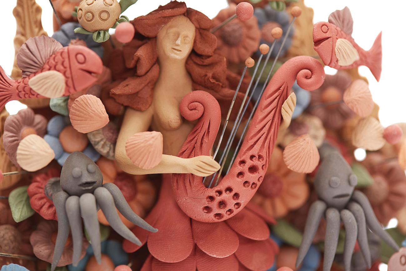Arbol Sirena - Marmaid Tree / Ceramics Mexican Folk Art Clay For Sale 7
