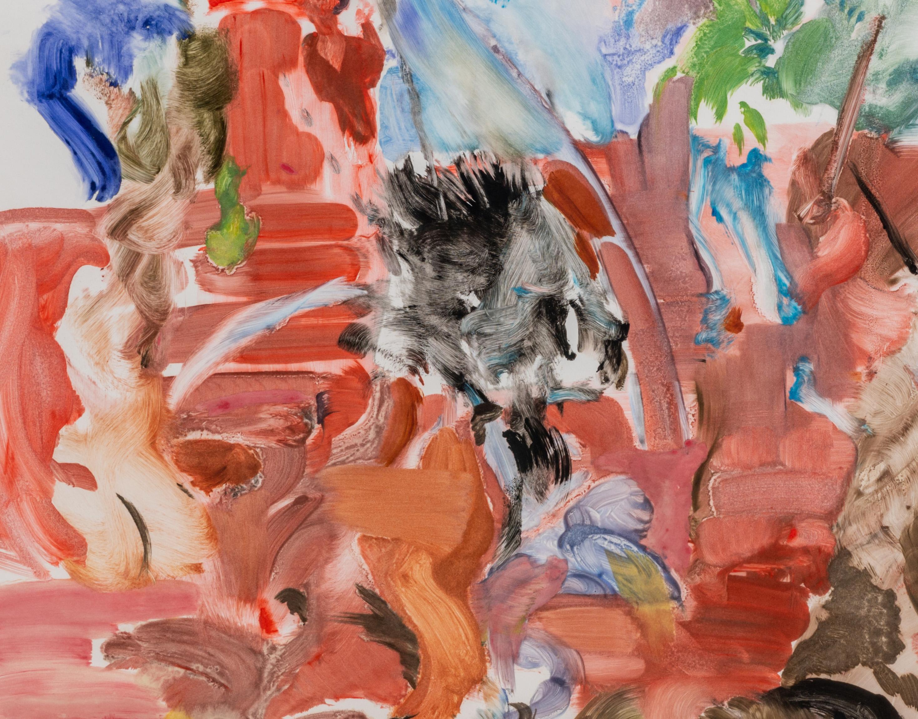 Cecily Brown is a contemporary British painter known for her Abstract Experessionist gestural style. Brown works with longtime printer Two Palms to make compositions that are similar to her paintings. The monotypes require Brown to work more