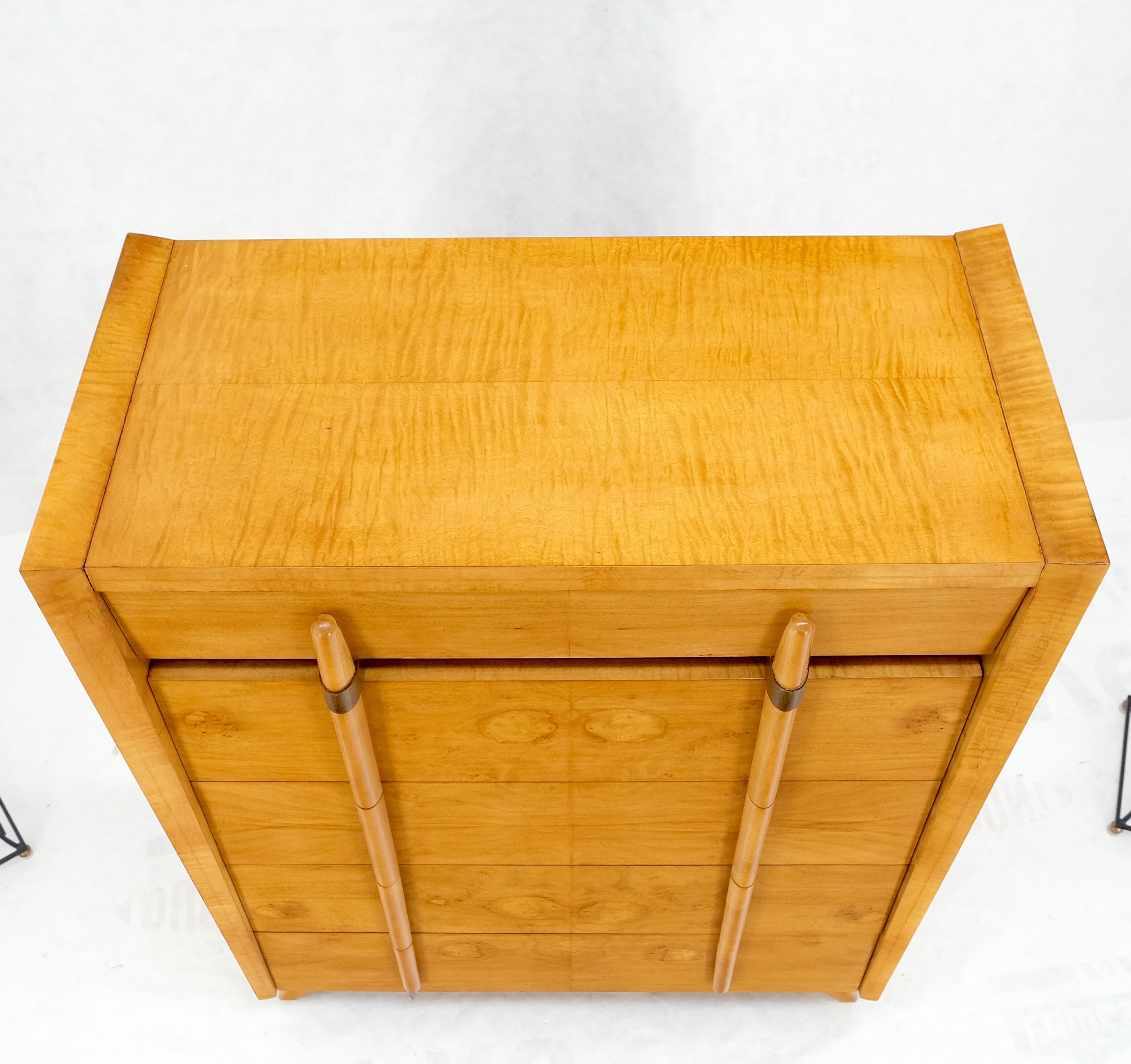 Cedar Drawer W/ Lid Mid-Century Modern Burl High Chest Dresser Sculptured Pulls  For Sale 5