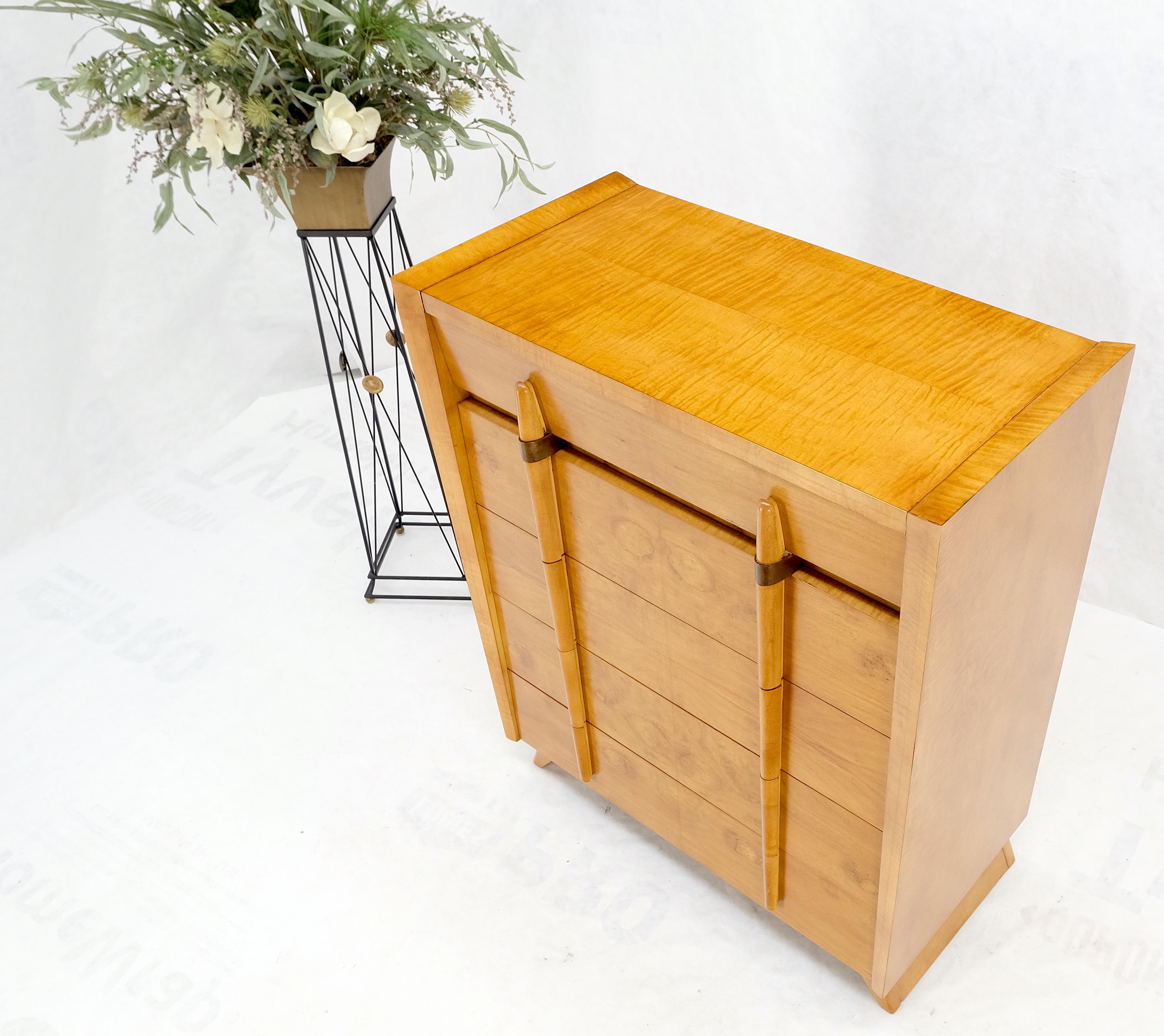 Cedar Drawer W/ Lid Mid-Century Modern Burl High Chest Dresser Sculptured Pulls  For Sale 6