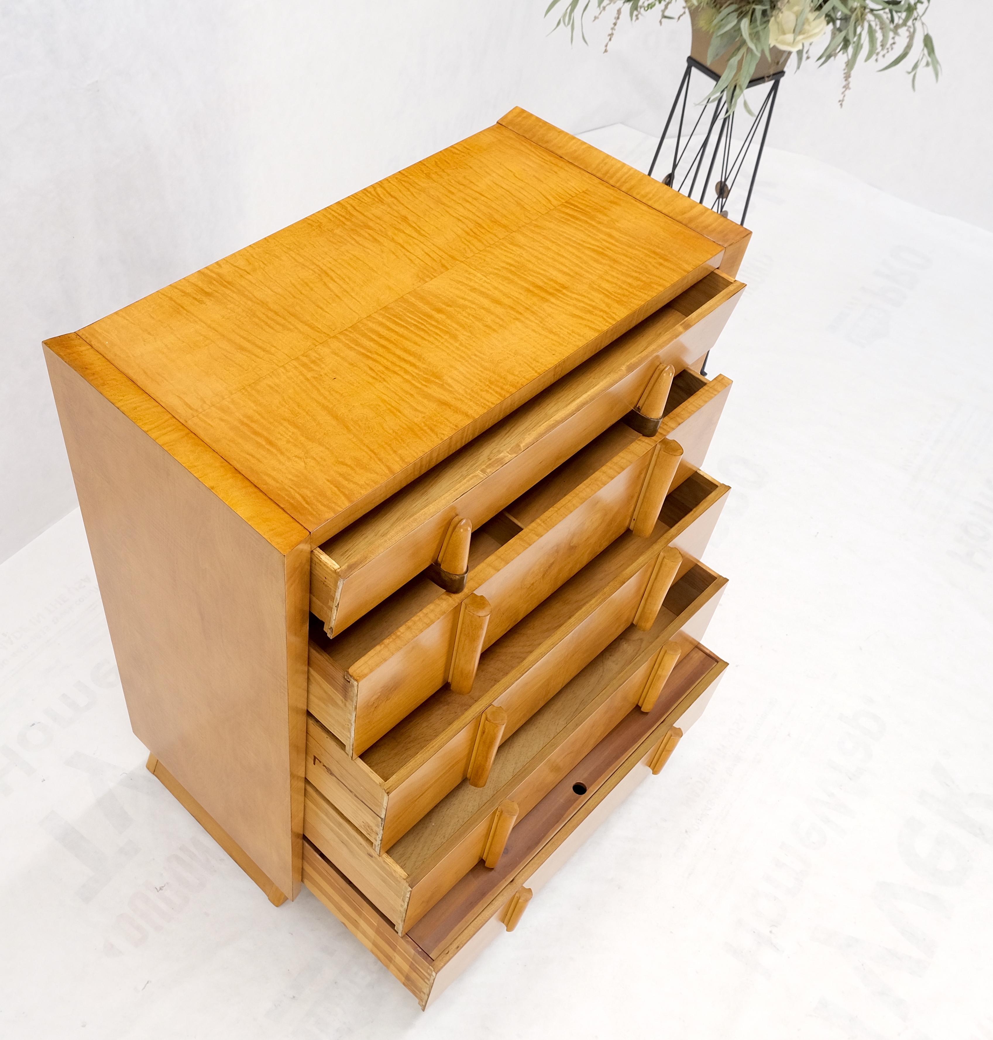 Cedar Drawer W/ Lid Mid-Century Modern Burl High Chest Dresser Sculptured Pulls  For Sale 9