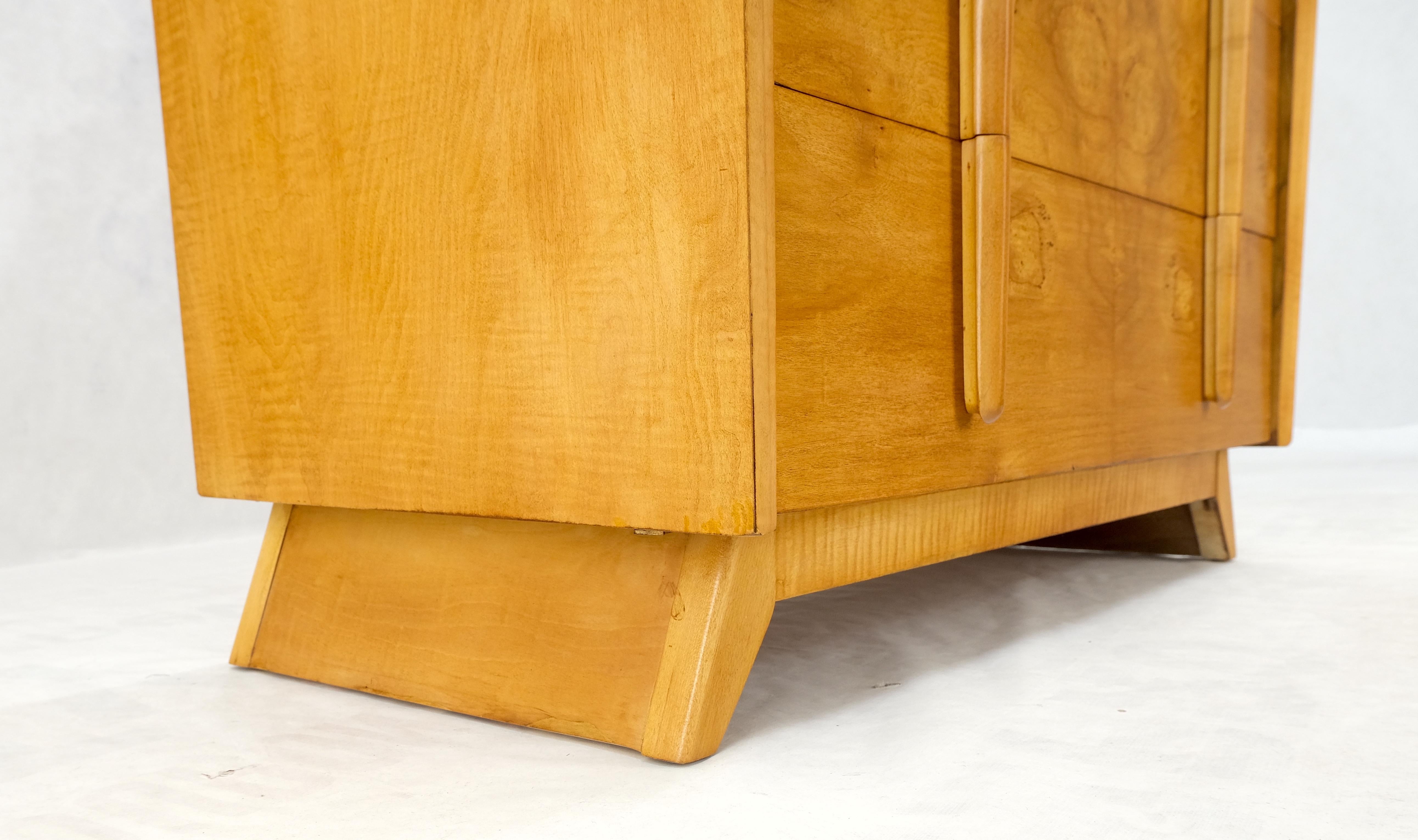 Cedar Drawer W/ Lid Mid-Century Modern Burl High Chest Dresser Sculptured Pulls  For Sale 3