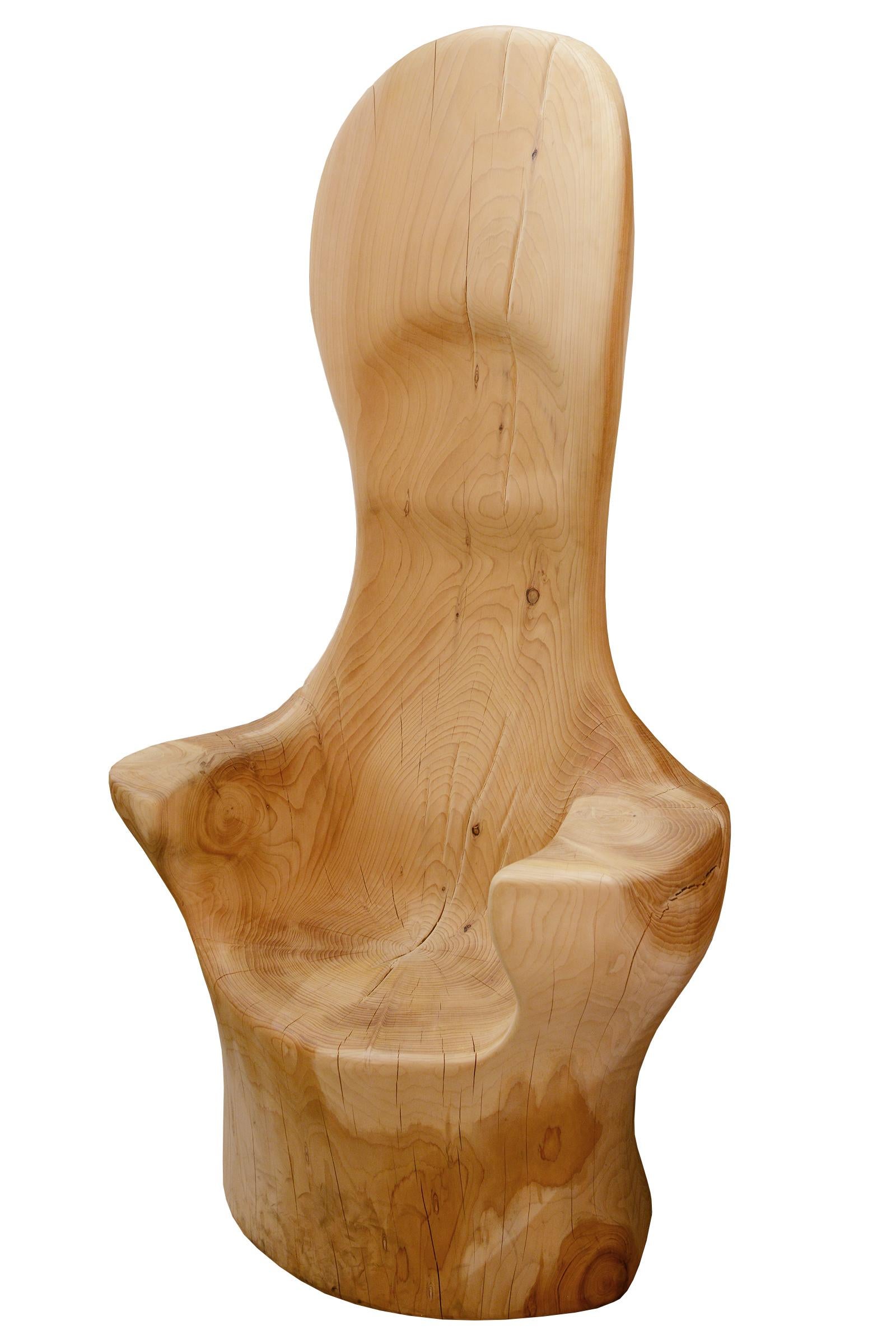 Throne Cedar high made with natural raw cedar wood,
hand carved from a death cedar tree trunk, hand-
polished and naturally treated to have the cedar
essence smell. Exceptional and unique piece.
Made in France in 2021.
Solid cedar wood include