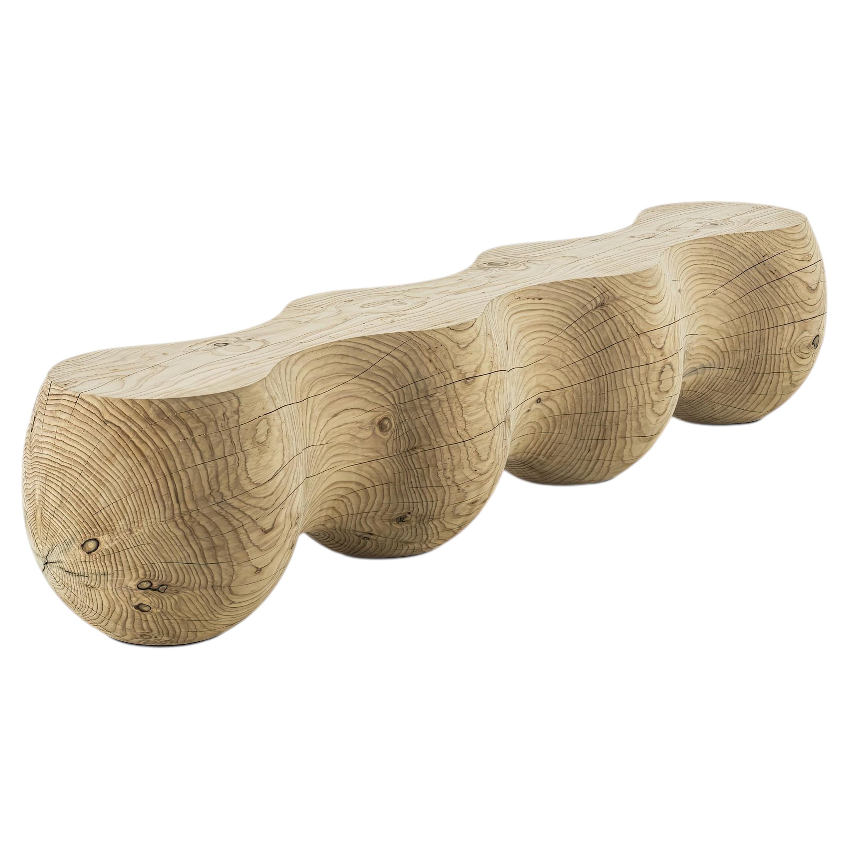 Cedar Wood Bench by Riva 1920, Organic Caterpillar Design, 2023