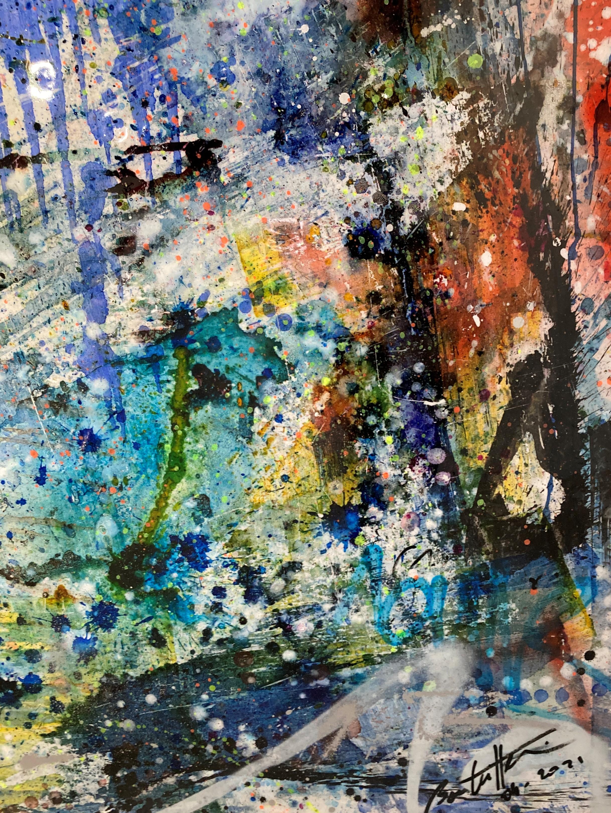 Eldorado Bleu - Abstract Painting by Cedric Bouteiller