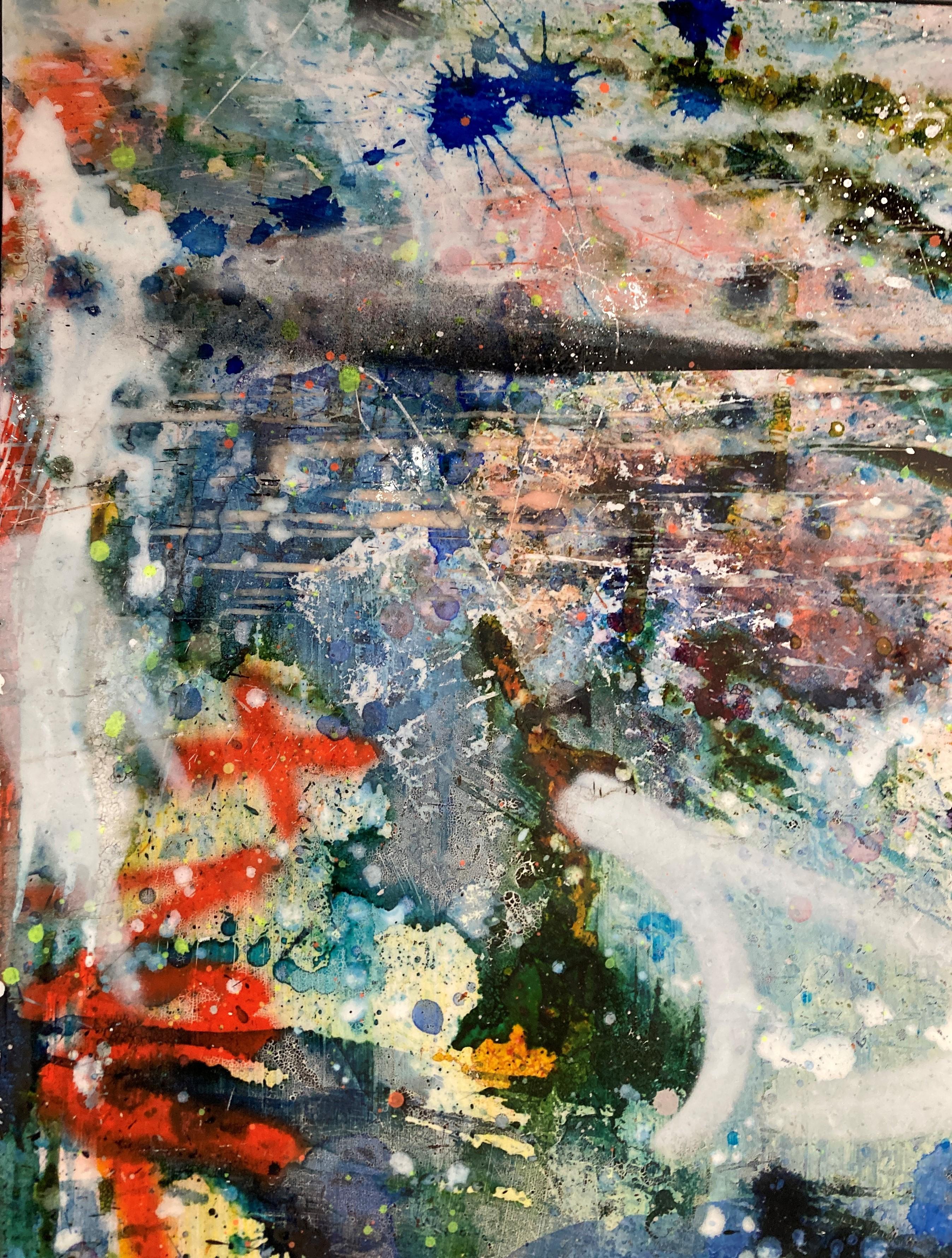 Mixed media on aluminum.
Unique. 

Cedric Bouteiller is a French multidisciplinary urban artist known for his complex and layered mixed-media works. 

Born in 1970, Bouteiller studied Fine Arts and Philosophy in Marseilles, Aix-en-Provence. As a