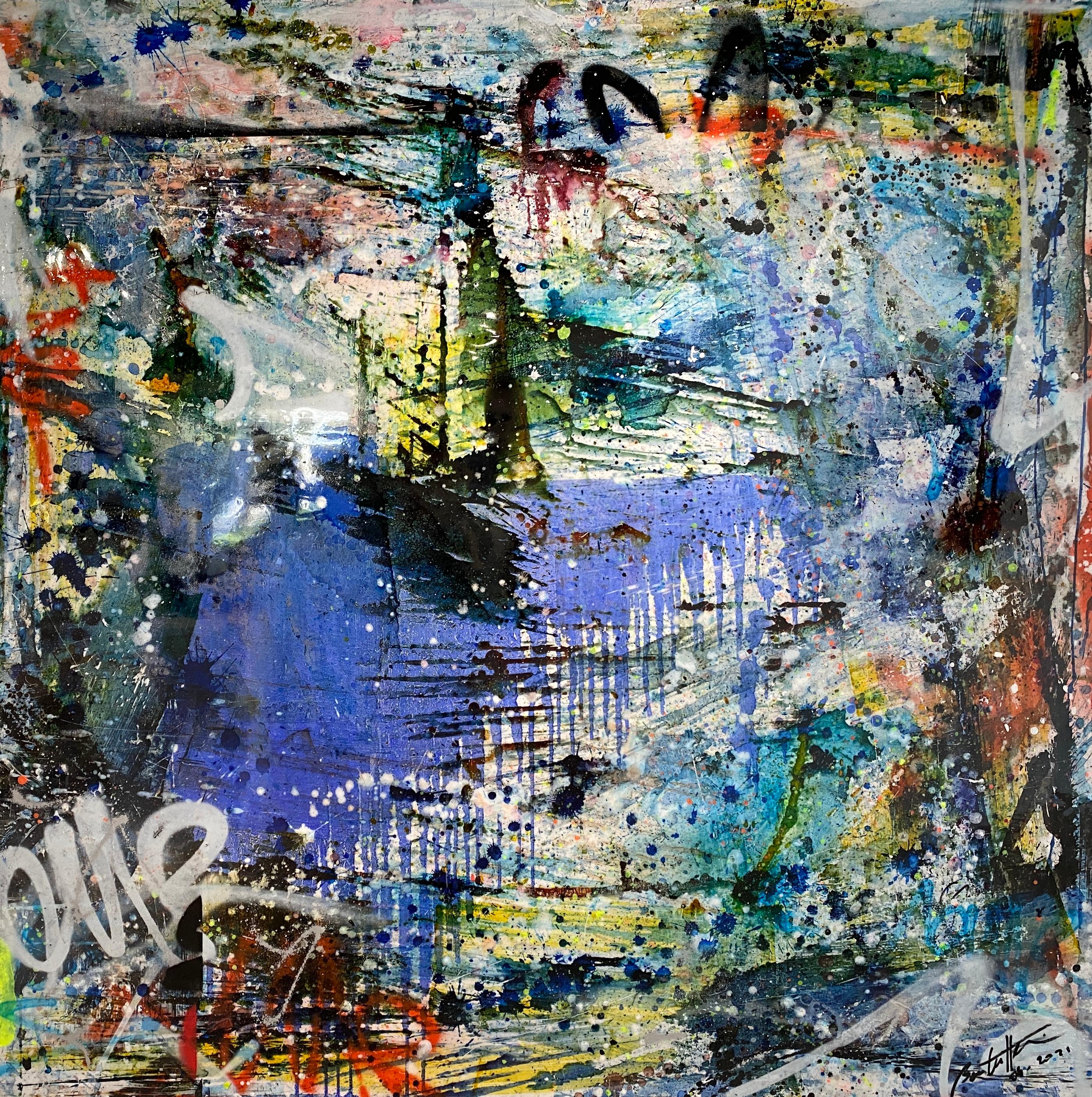 Cedric Bouteiller Figurative Painting - Eldorado Bleu