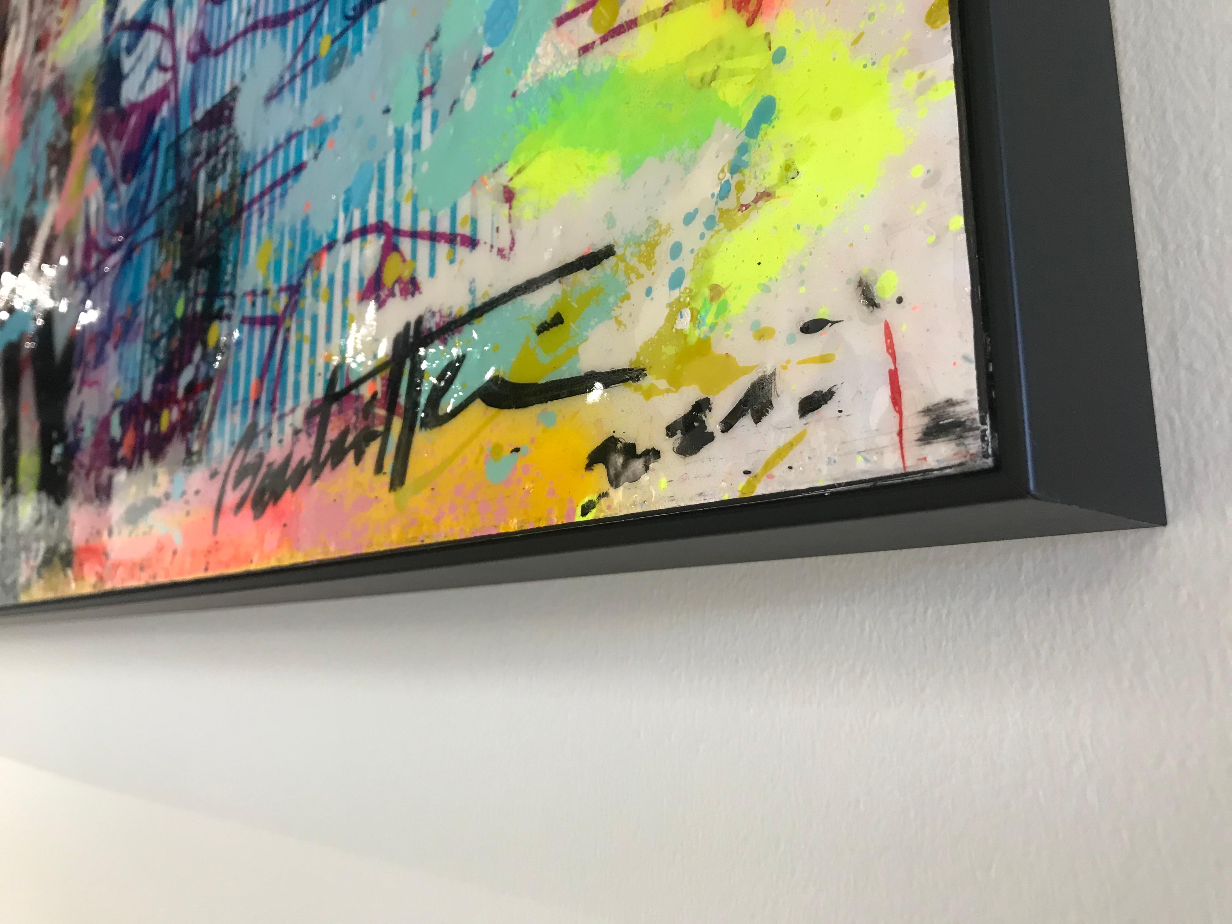 This unique piece of art is a combination of pop-art and street-art cultures. This work brings a lot of joy and good energy to the atmosphere.
Mixed media on aluminum. Unique artwork, one of a kind.  Black edge frame.

About the artist:

Cedric