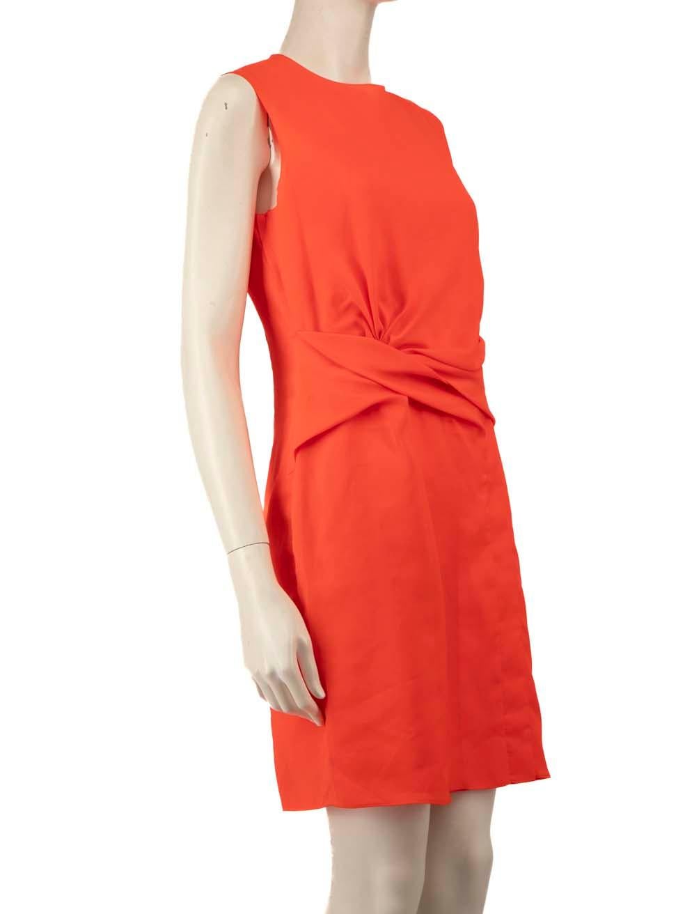 CONDITION is Very good. Minimal wear to the dress is evident. There is a small mark on the centre back of this used Cedric Charlier designer resale item.
 
 Details
 Orange
 Polyester
 Mini dress
 Round neckline
 Ruched detail
 Sleeveless
 Back zip