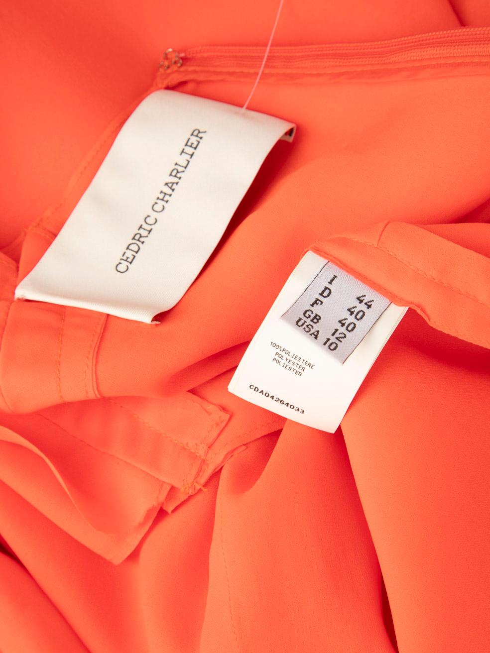 Cedric Charlier Orange Ruch Detail Mini Dress Size L 1