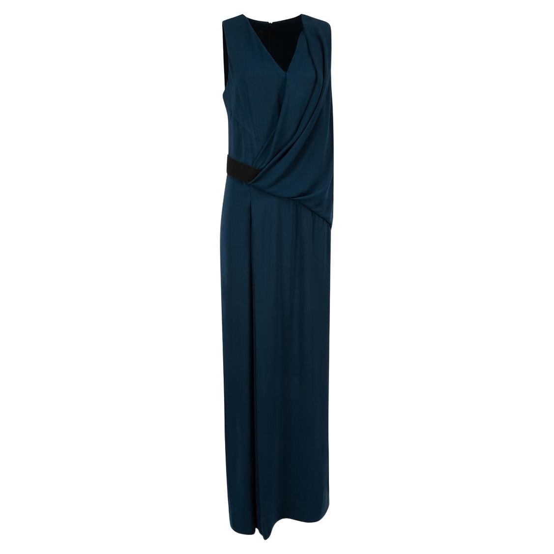 Cedric Charlier Women's Navy Sleeveless Asymmetric Maxi Dress