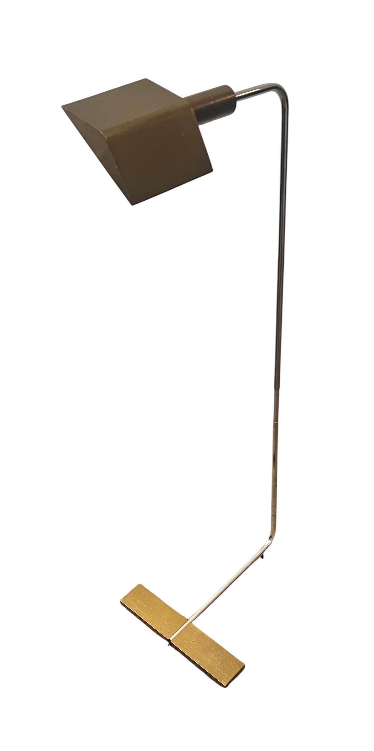 Mid-Century Modern Cedric Hartman 1UWV Brass & Chrome Reading Floor Lamp For Sale