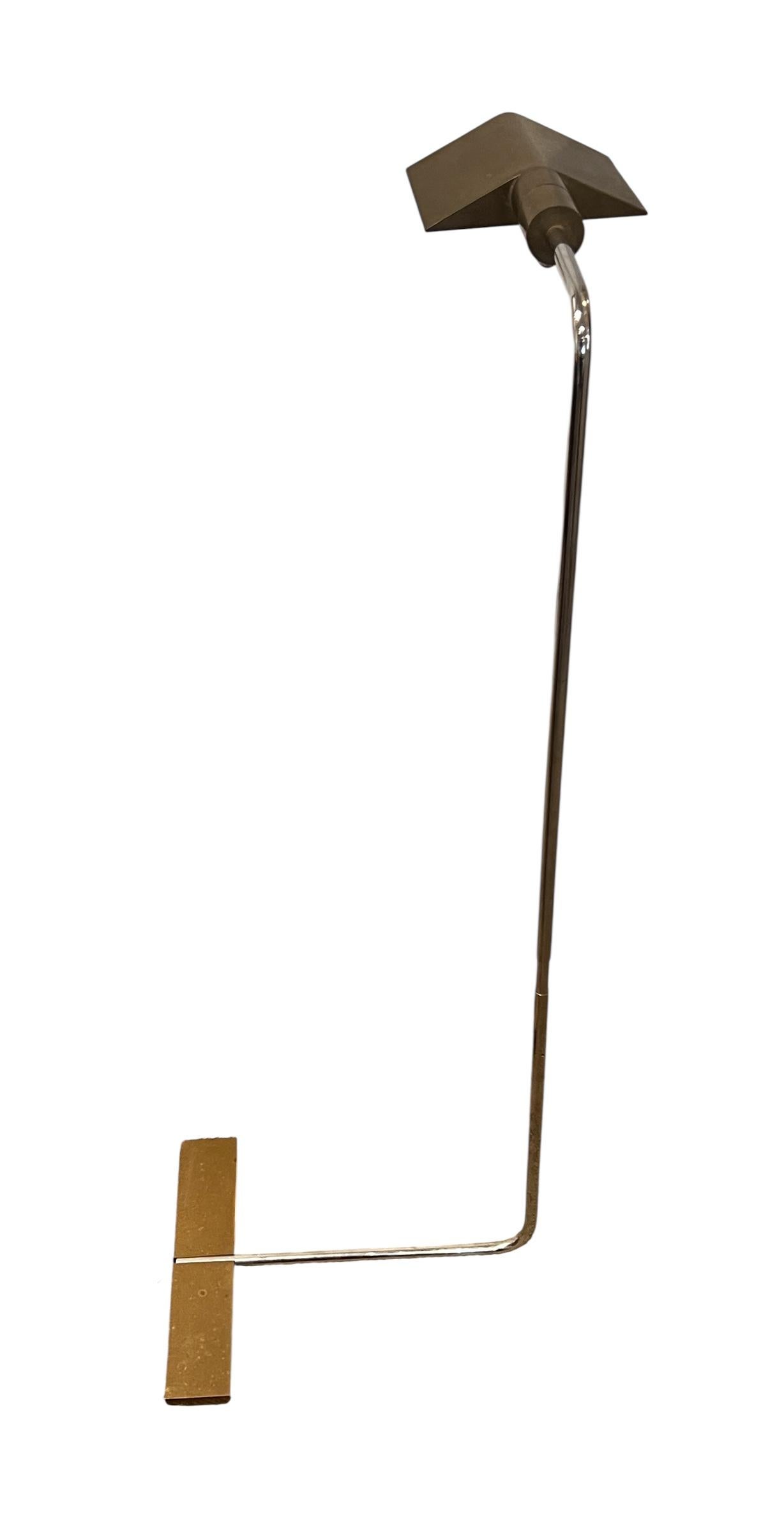 20th Century Cedric Hartman 1UWV Brass & Chrome Reading Floor Lamp For Sale