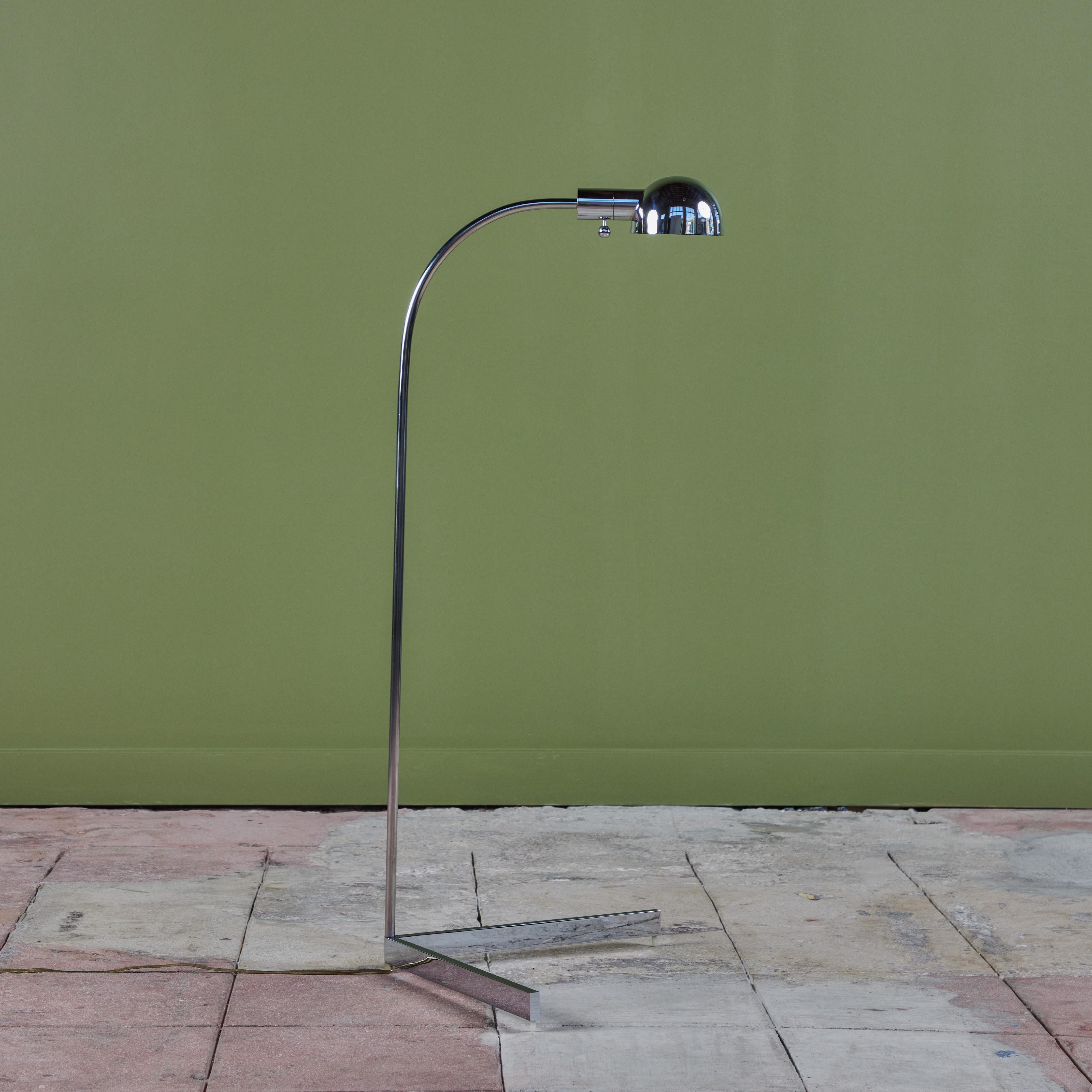 Mid-Century Modern Cedric Hartman 2H Stainless Steel Pharmacy Floor Lamp For Sale