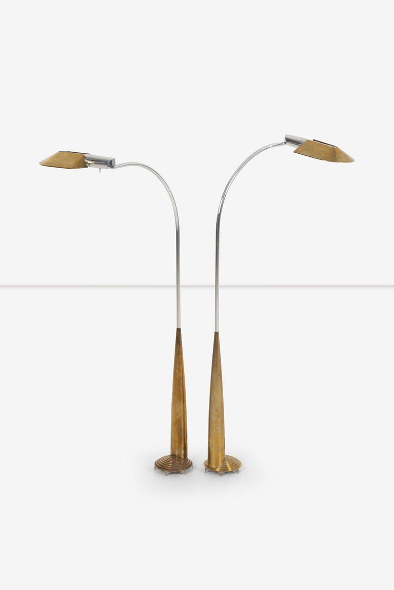 Mid-Century Modern Cedric Hartman 9z Lamps, Brass Low Profile with Conical Base1979 For Sale