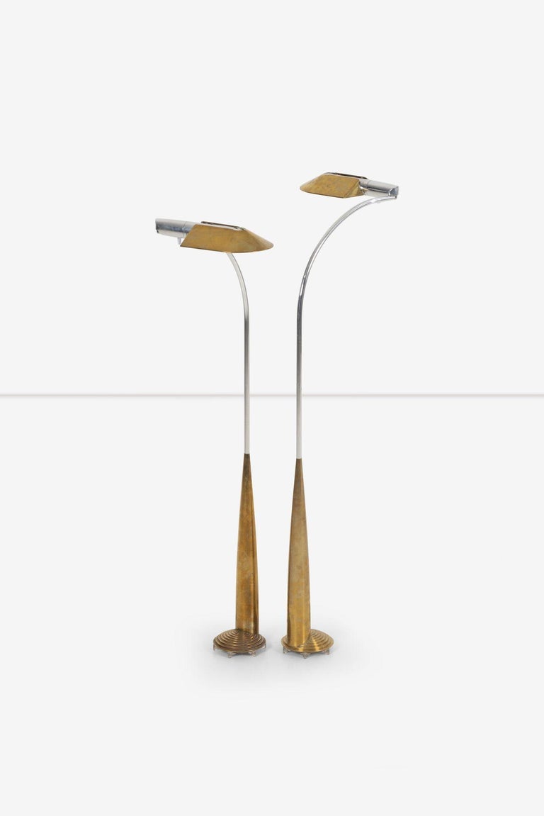 American Cedric Hartman 9z Lamps, Brass Low Profile with Conical Base1979 For Sale