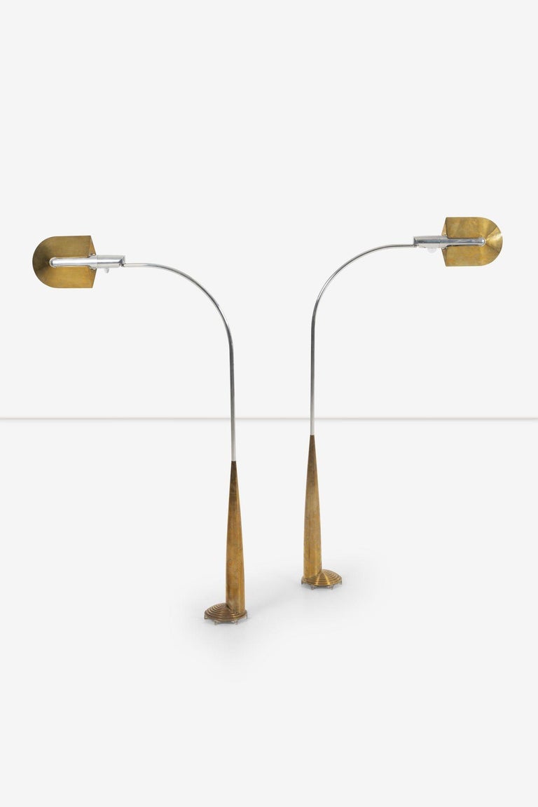Cedric Hartman 9z Lamps, Brass Low Profile with Conical Base1979 In Good Condition For Sale In Chicago, IL