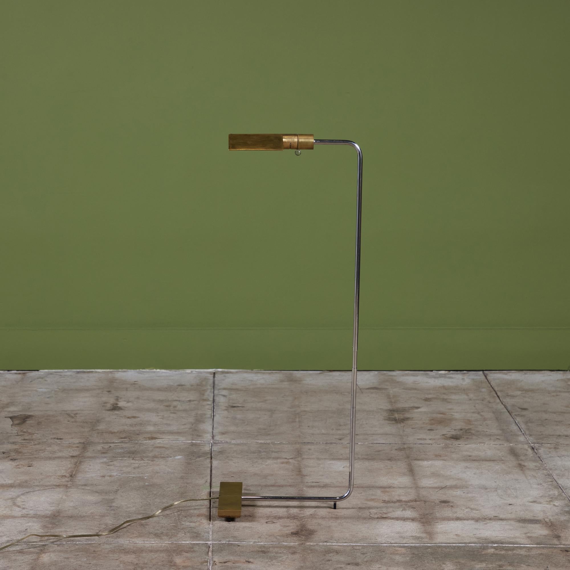 Mid-Century Modern Cedric Hartman Brass and Stainless Steel Floor Lamp For Sale