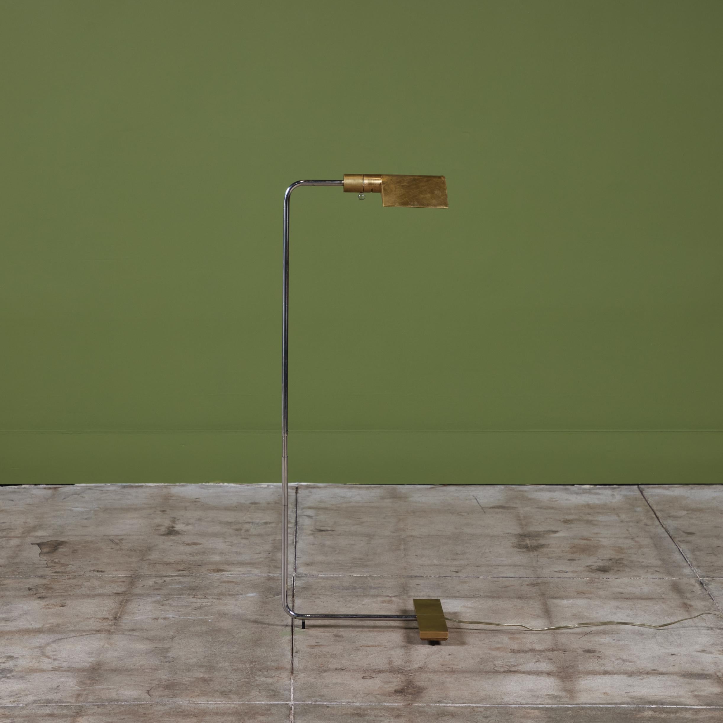 American Cedric Hartman Brass and Stainless Steel Floor Lamp For Sale