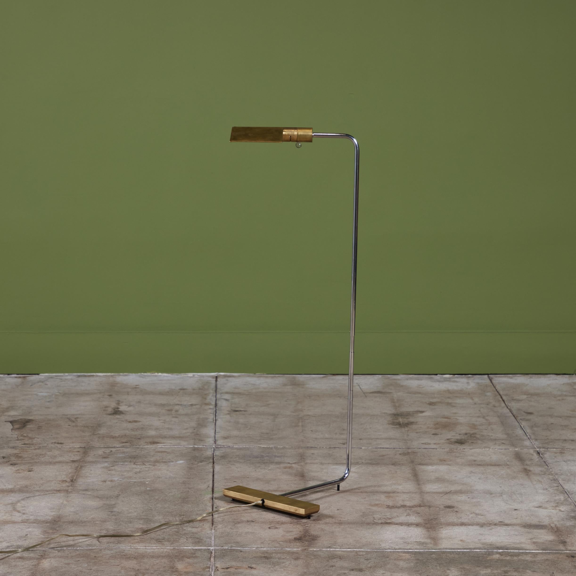Cedric Hartman Brass and Stainless Steel Floor Lamp In Good Condition For Sale In Los Angeles, CA