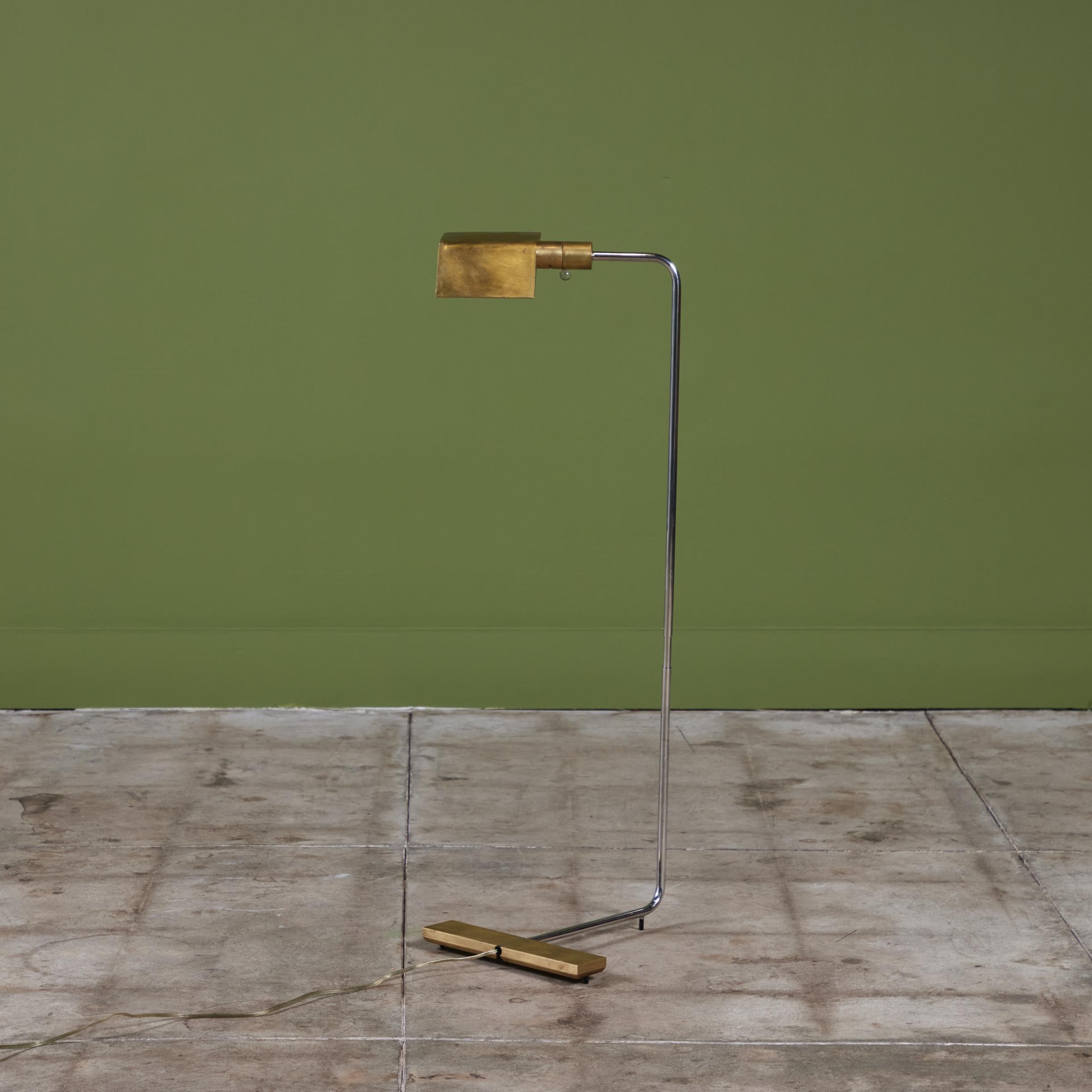 Late 20th Century Cedric Hartman Brass and Stainless Steel Floor Lamp For Sale