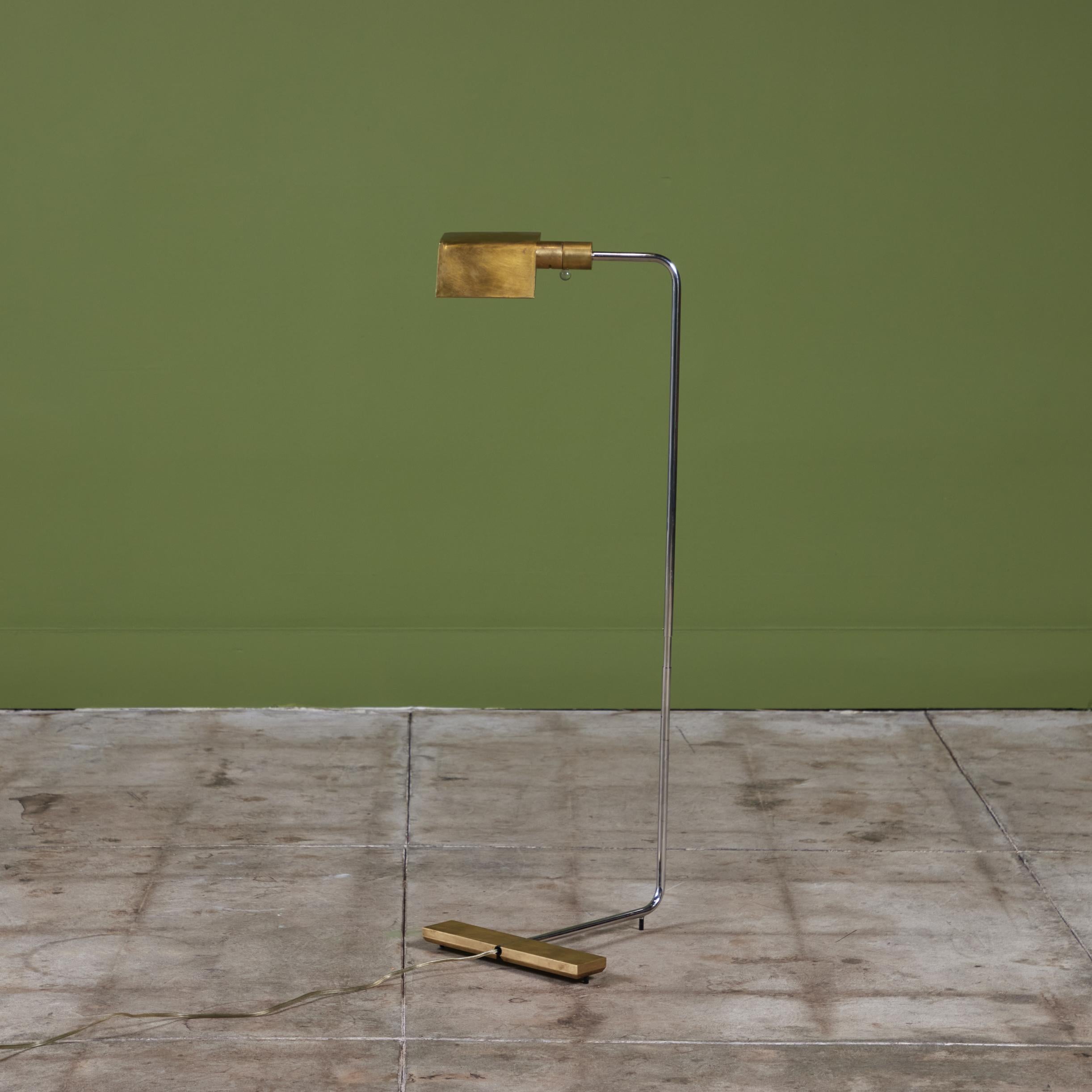 Late 20th Century Cedric Hartman Brass and Stainless Steel Floor Lamp