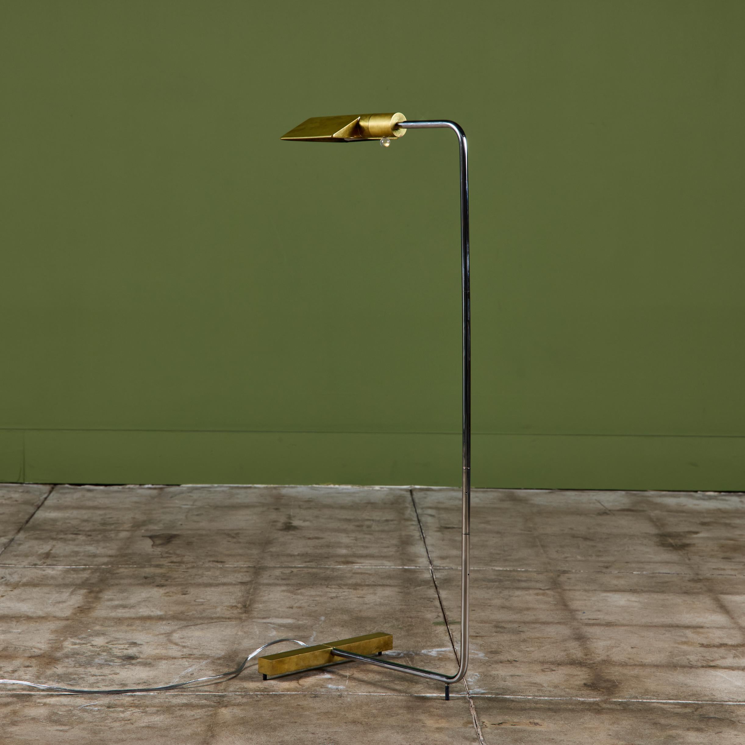 Late 20th Century Cedric Hartman Brass and Stainless Steel Floor Lamp