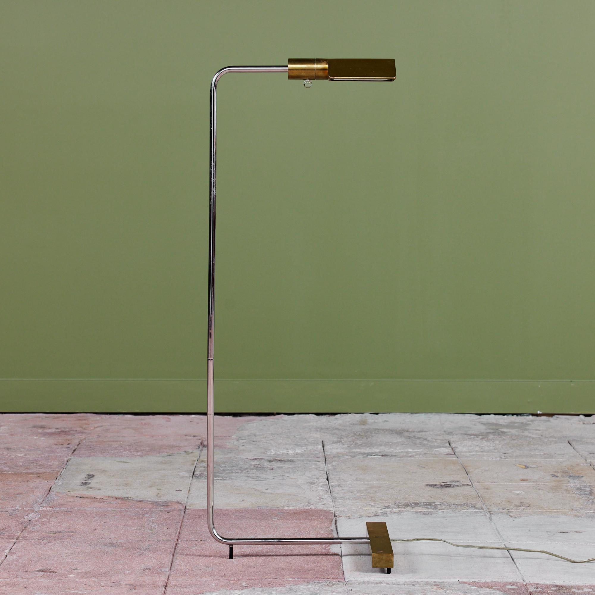 Late 20th Century Cedric Hartman Brass and Stainless Steel Floor Lamp