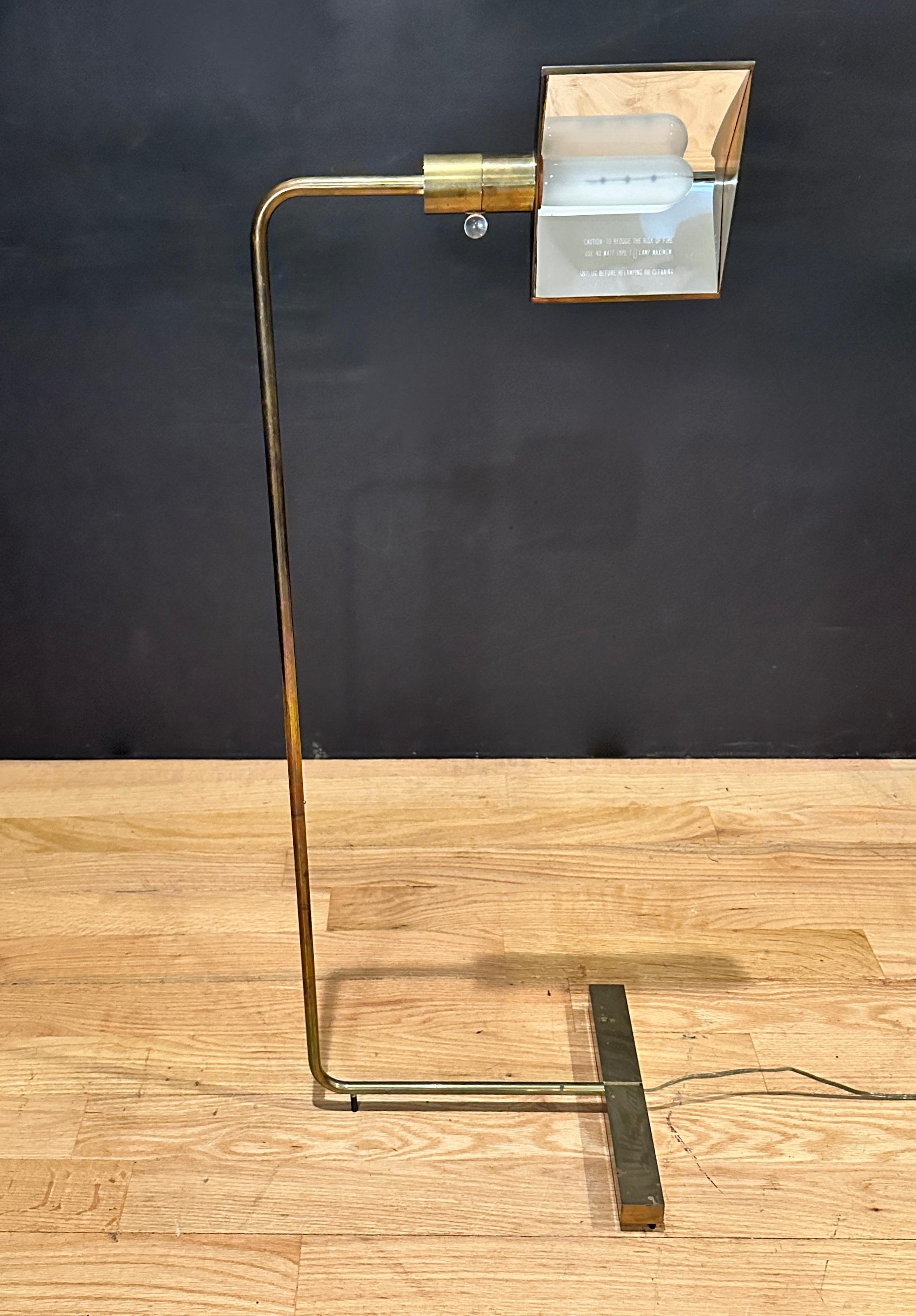 American Cedric Hartman Brass Floor Reading Lamp