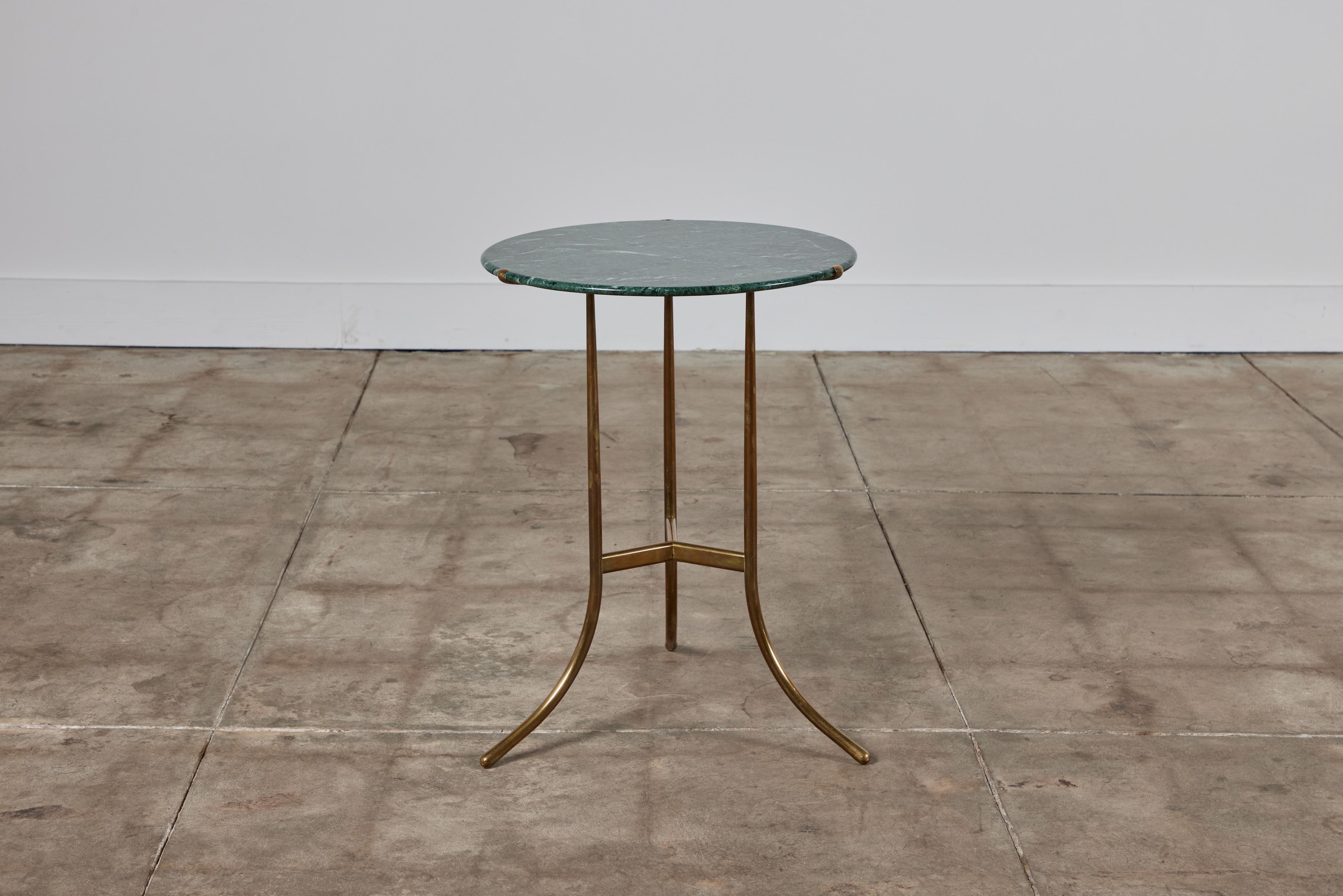 Mid-Century Modern Cedric Hartman Brass Side Table with Marble Top
