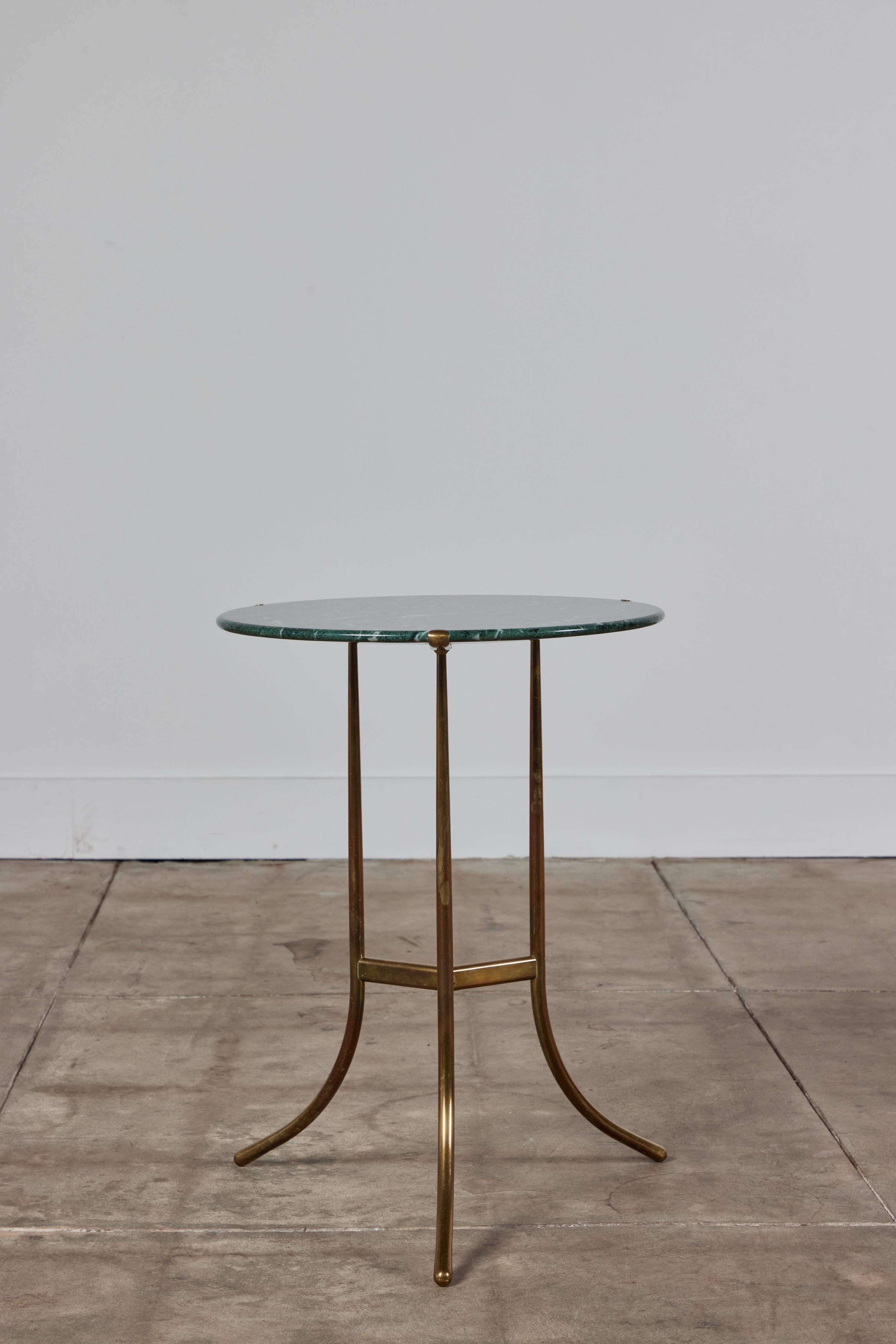 American Cedric Hartman Brass Side Table with Marble Top