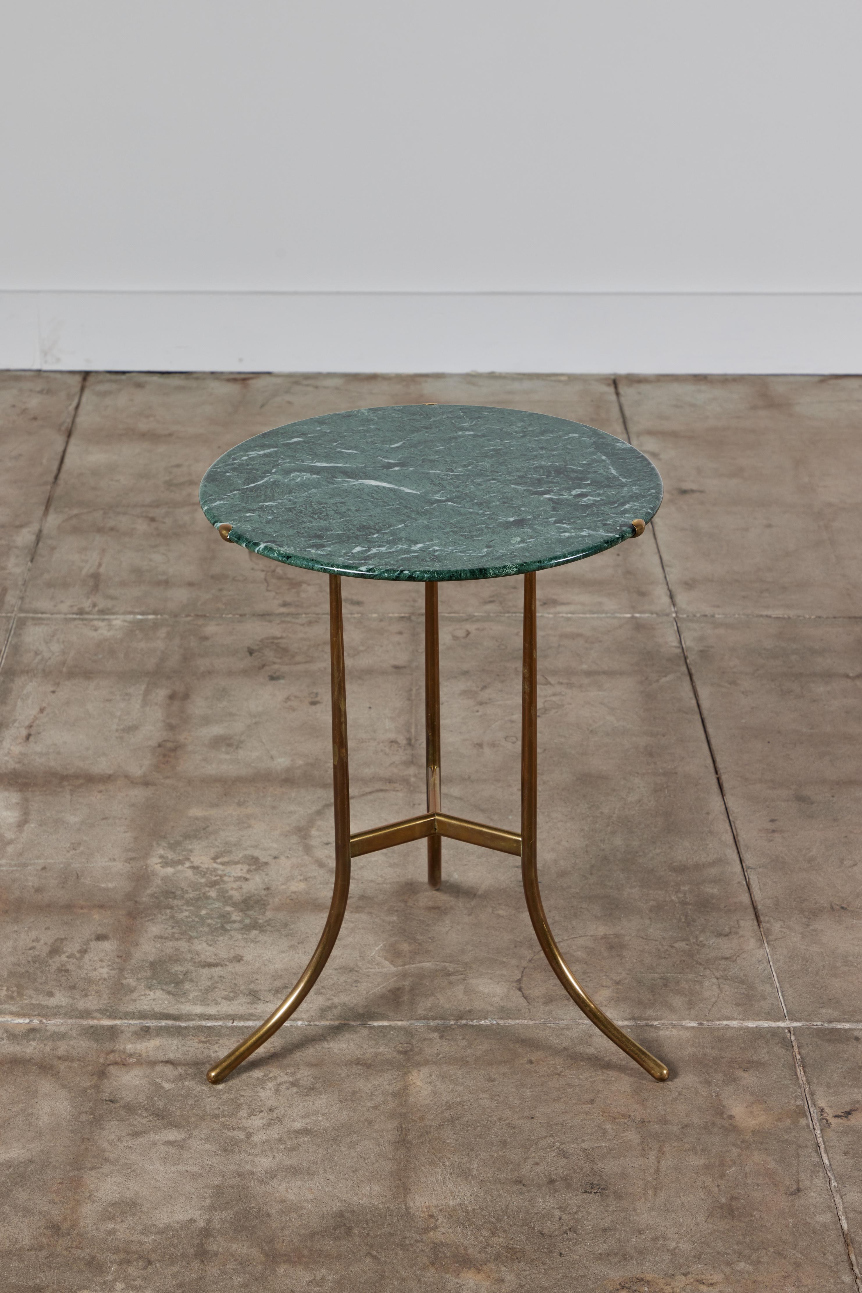 Cedric Hartman Brass Side Table with Marble Top In Good Condition In Los Angeles, CA
