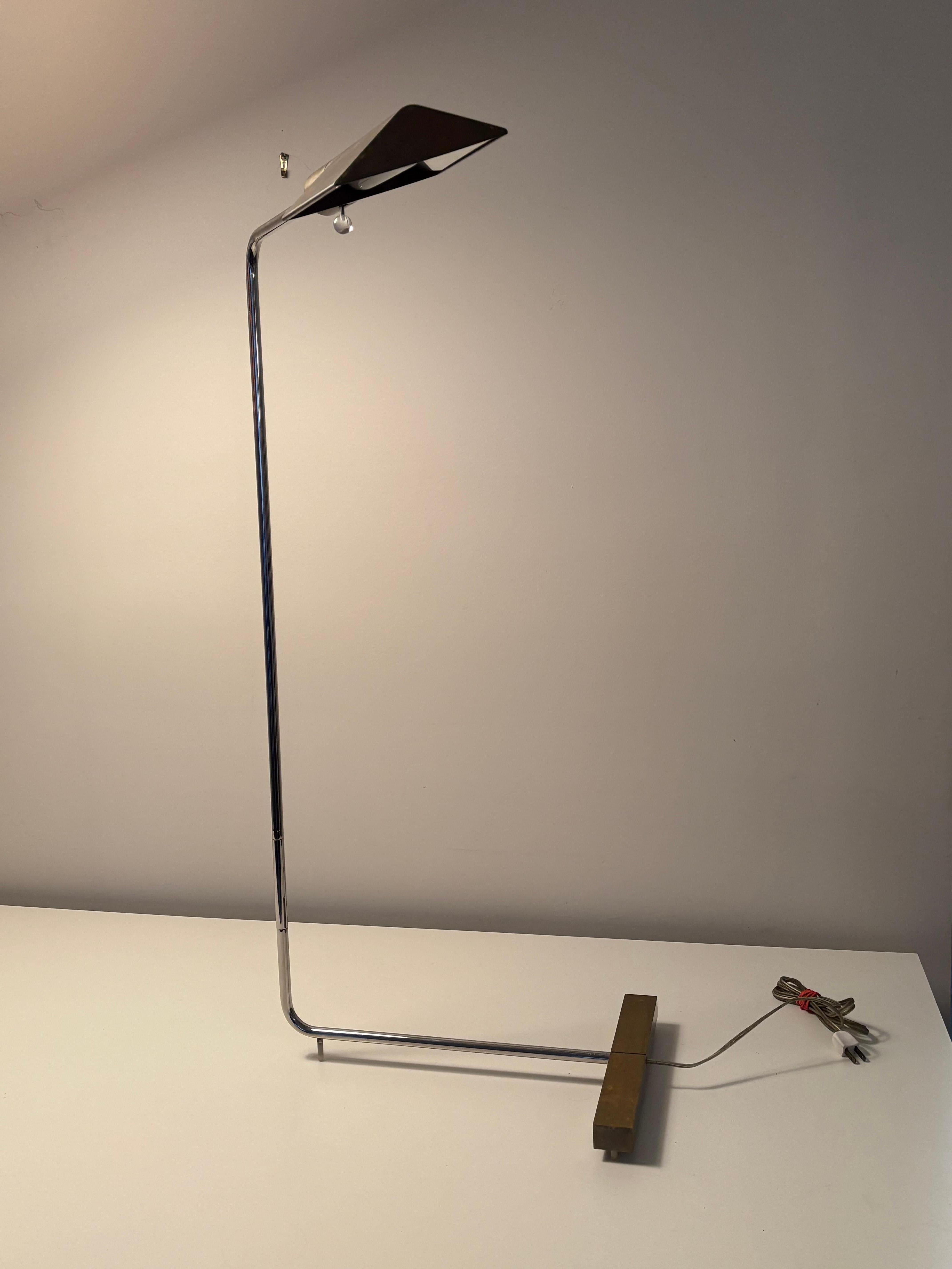 Cedric Hartman Bronze and Chrome Floor Lamp For Sale 7