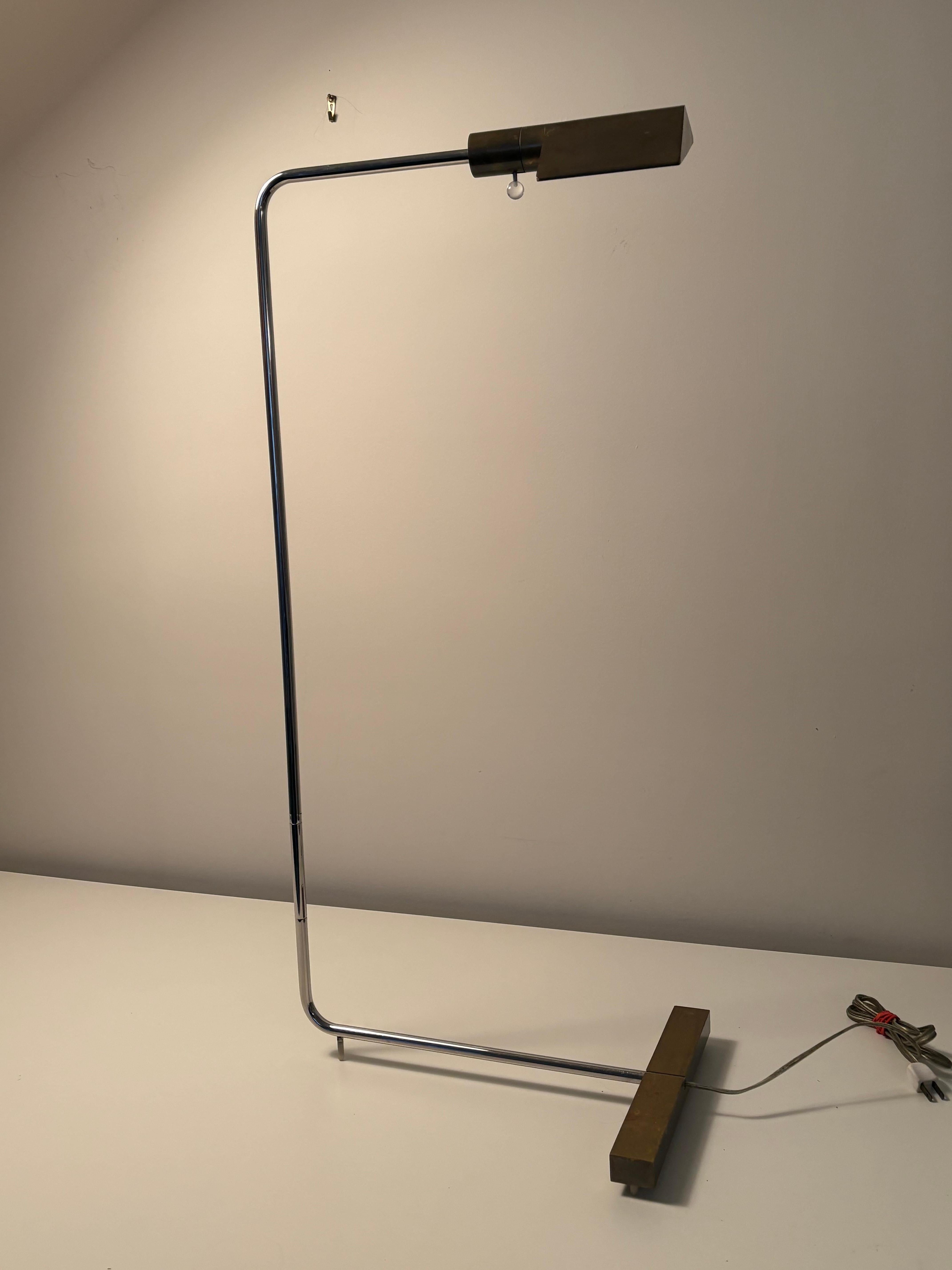 Cedric Hartman Bronze and Chrome Floor Lamp For Sale 8