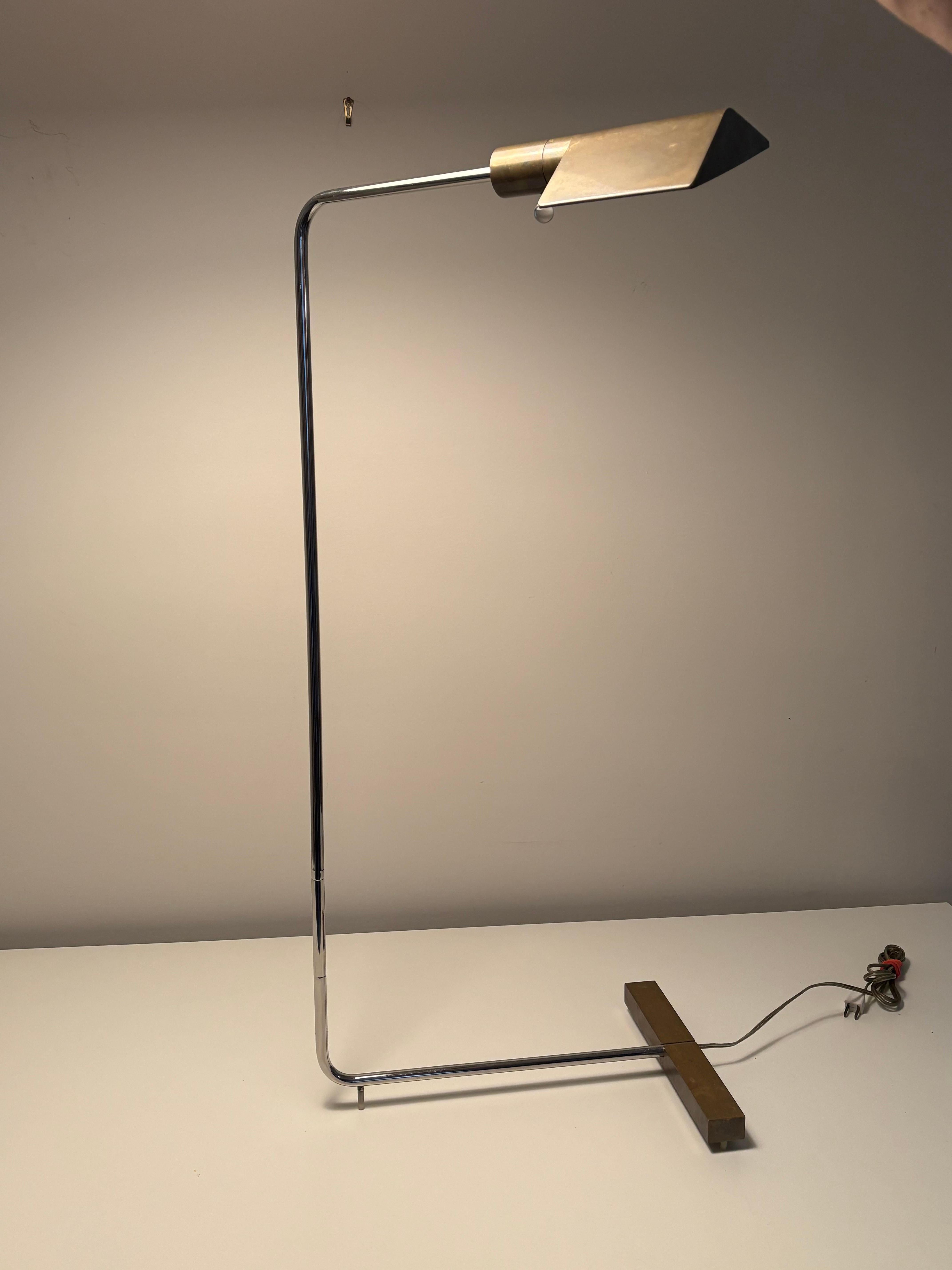 American Cedric Hartman Bronze and Chrome Floor Lamp For Sale