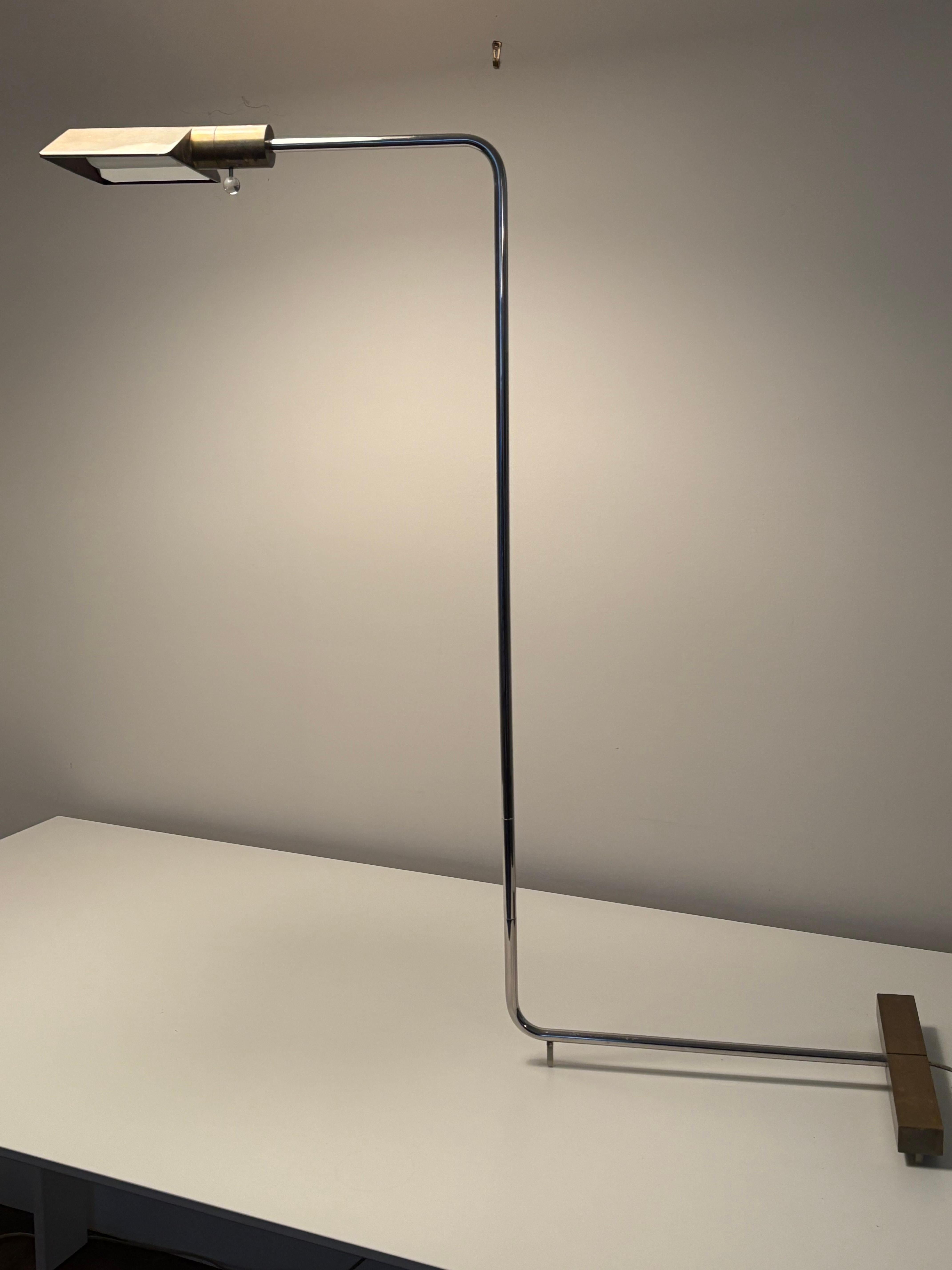 Cedric Hartman Bronze and Chrome Floor Lamp In Good Condition For Sale In New York, NY