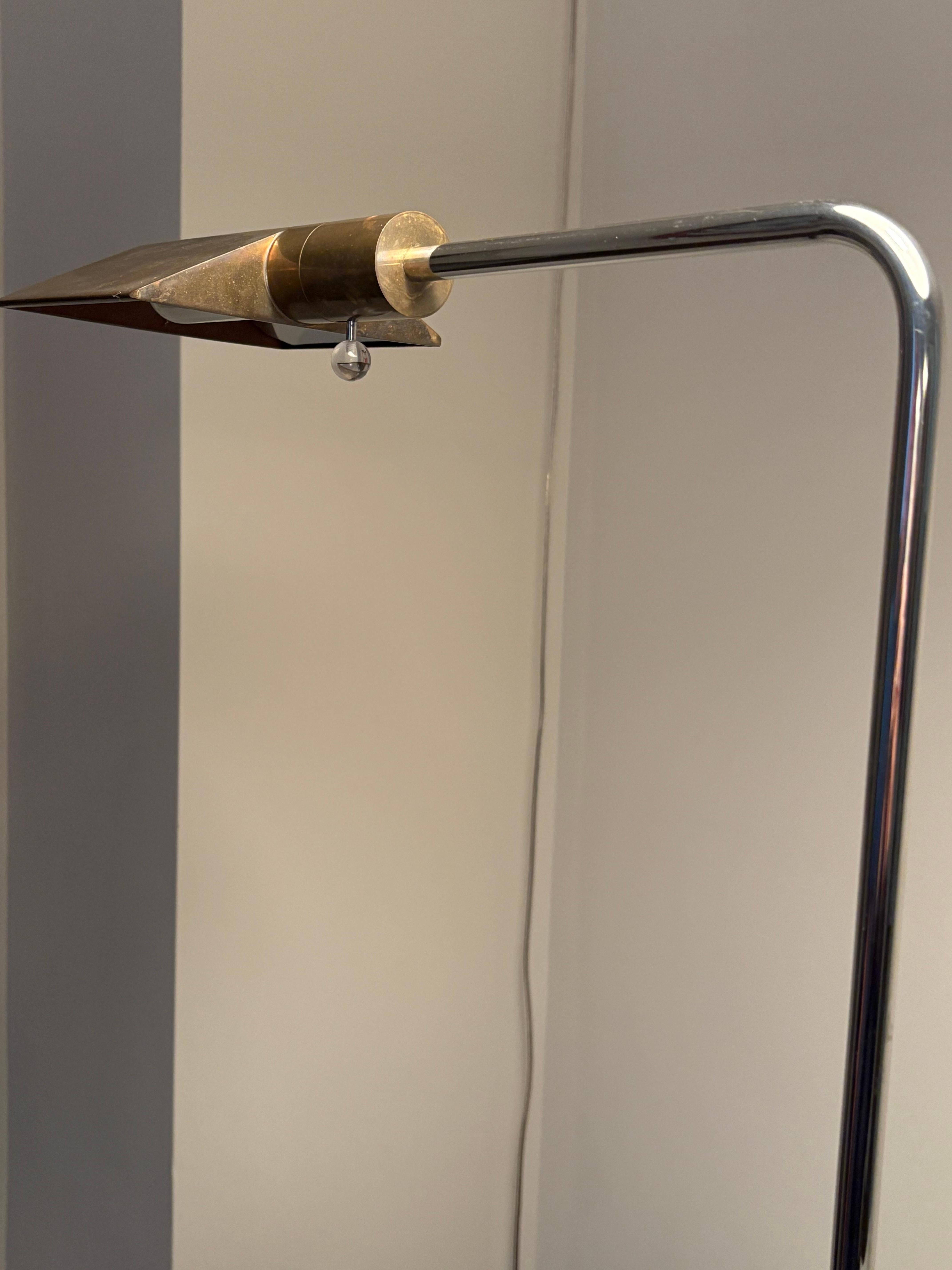 20th Century Cedric Hartman Bronze and Chrome Floor Lamp For Sale